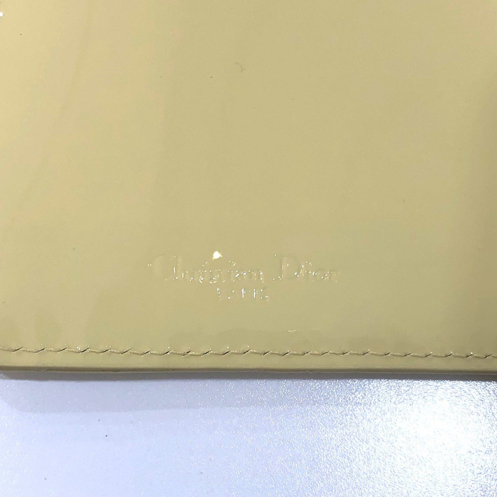 Dior CHRISTIAN DIOR Cannage patent coin purse Beige GoldHardware Size ONE SIZE - 3 Thumbnail