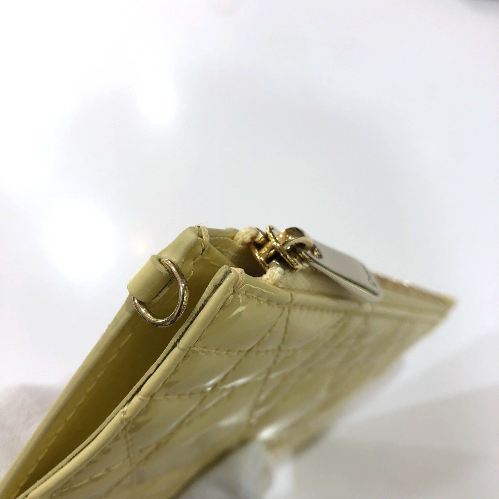 Dior CHRISTIAN DIOR Cannage patent coin purse Beige GoldHardware Size ONE SIZE - 8 Thumbnail