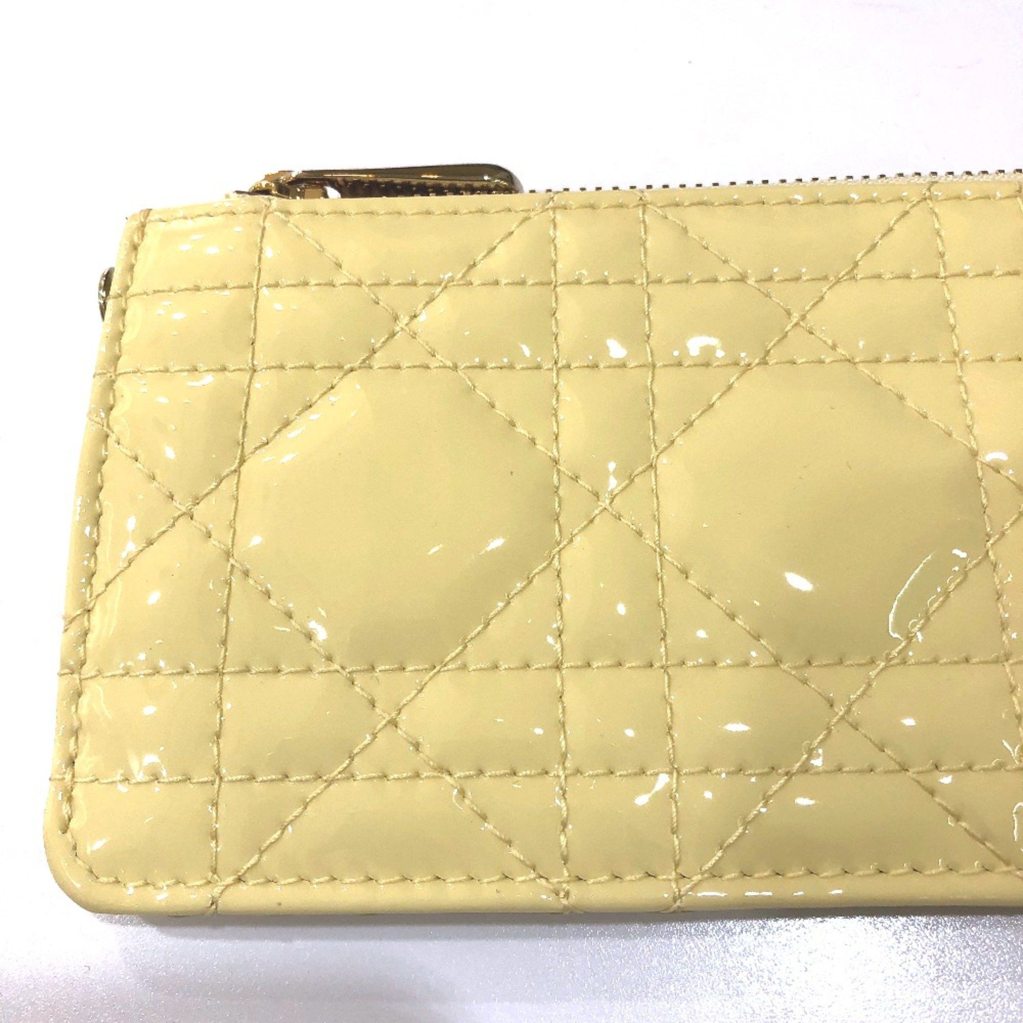 Dior CHRISTIAN DIOR Cannage patent coin purse Beige GoldHardware Size ONE SIZE - 5 Thumbnail
