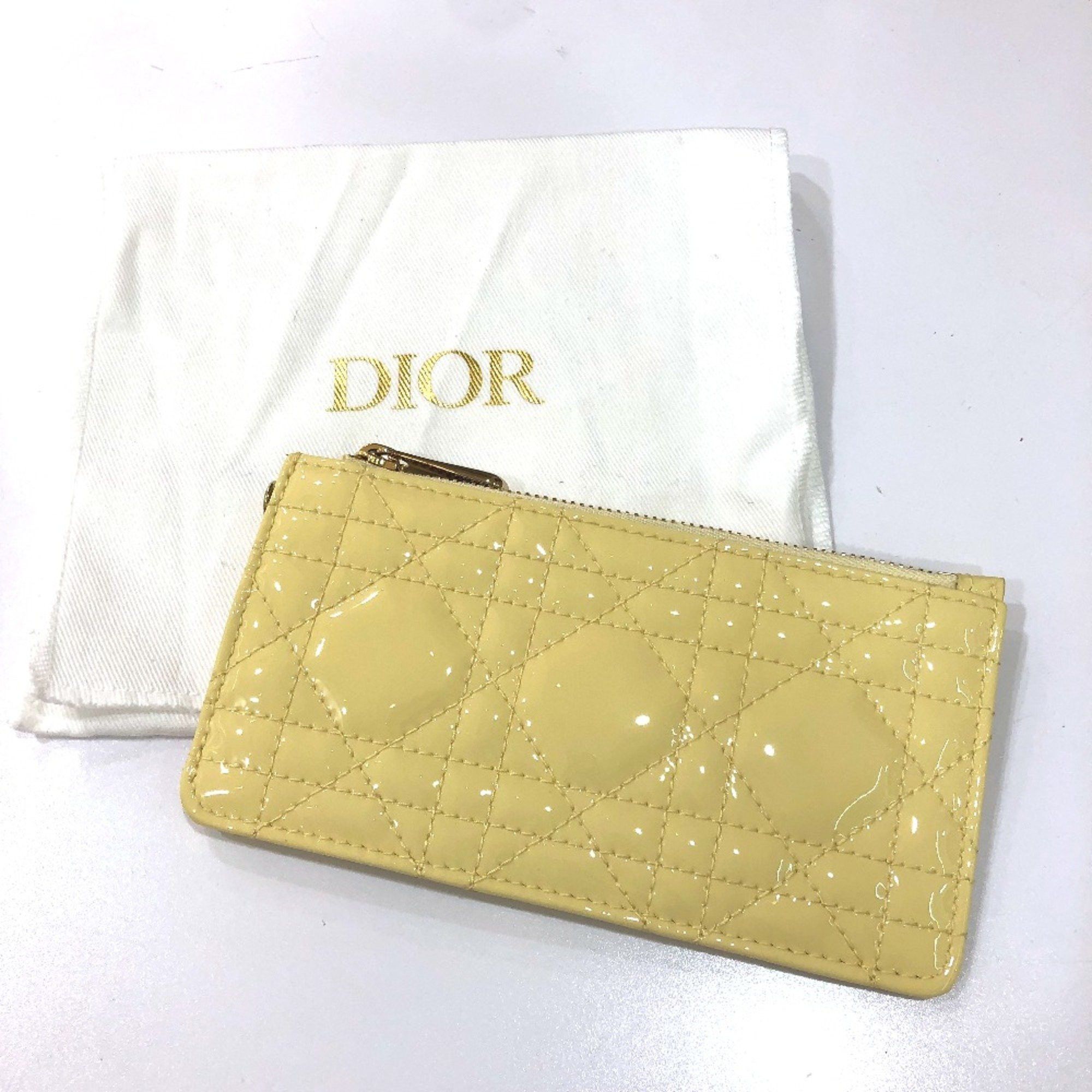 Dior CHRISTIAN DIOR Cannage patent coin purse Beige GoldHardware Size ONE SIZE - 11 Thumbnail