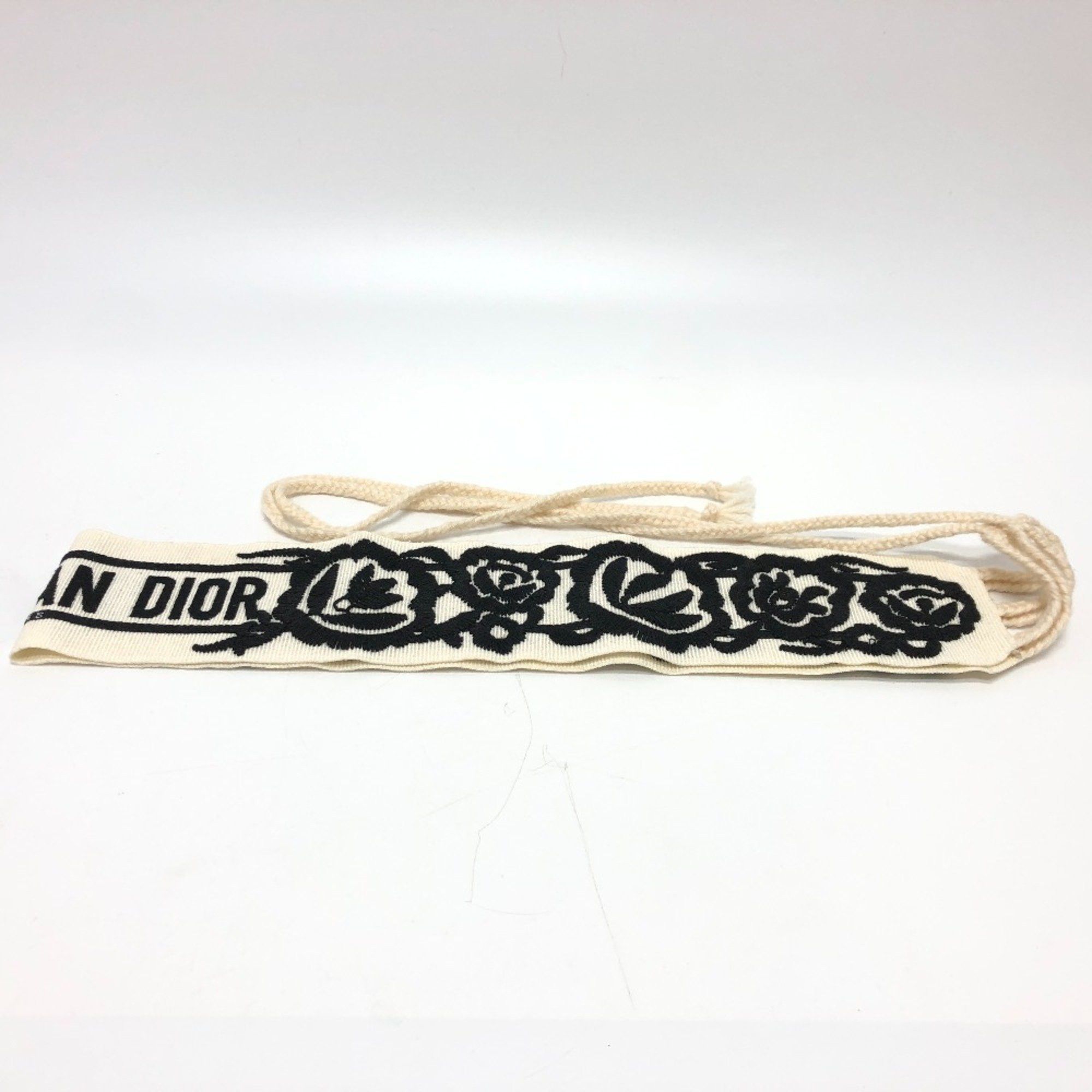 Dior CHRISTIAN DIOR Logo embroidery belt White Black Size ONE SIZE - 3 Thumbnail