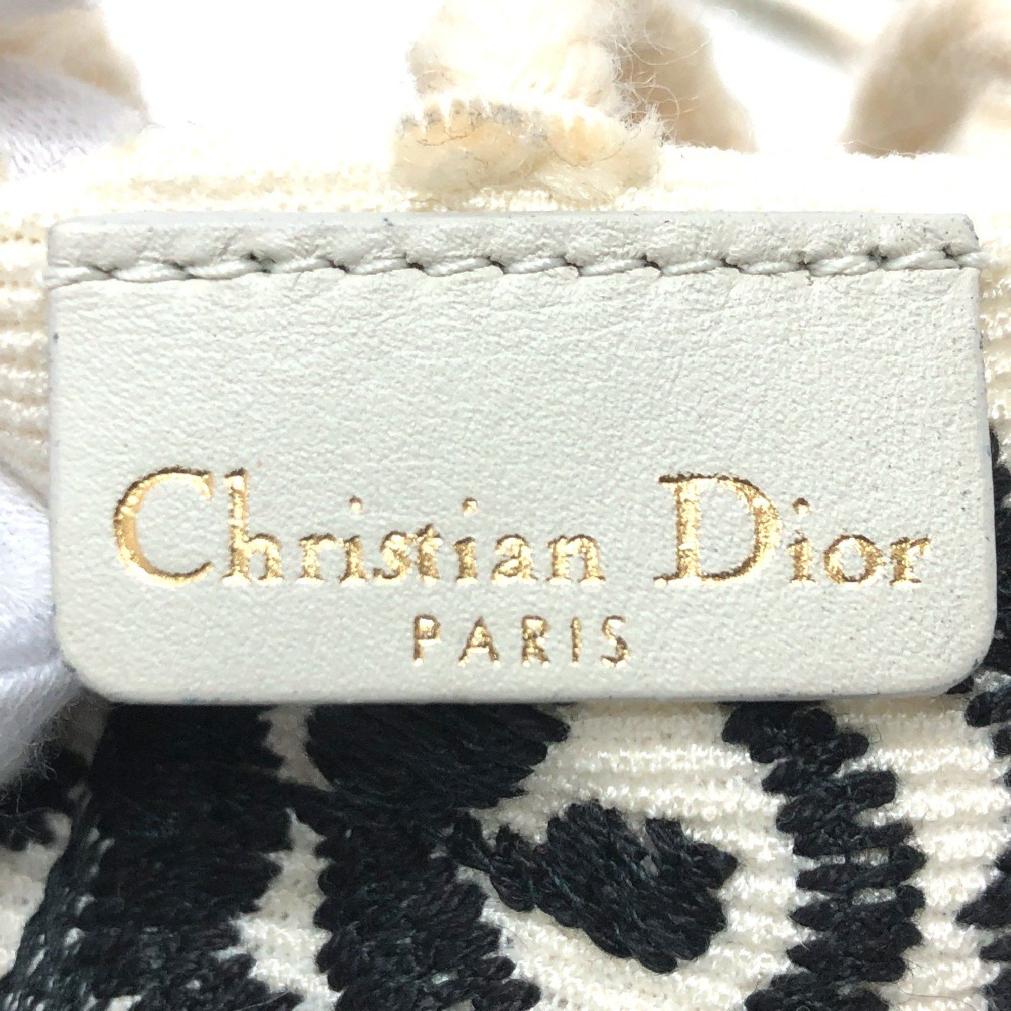 Dior CHRISTIAN DIOR Logo embroidery belt White Black Size ONE SIZE - 7 Thumbnail