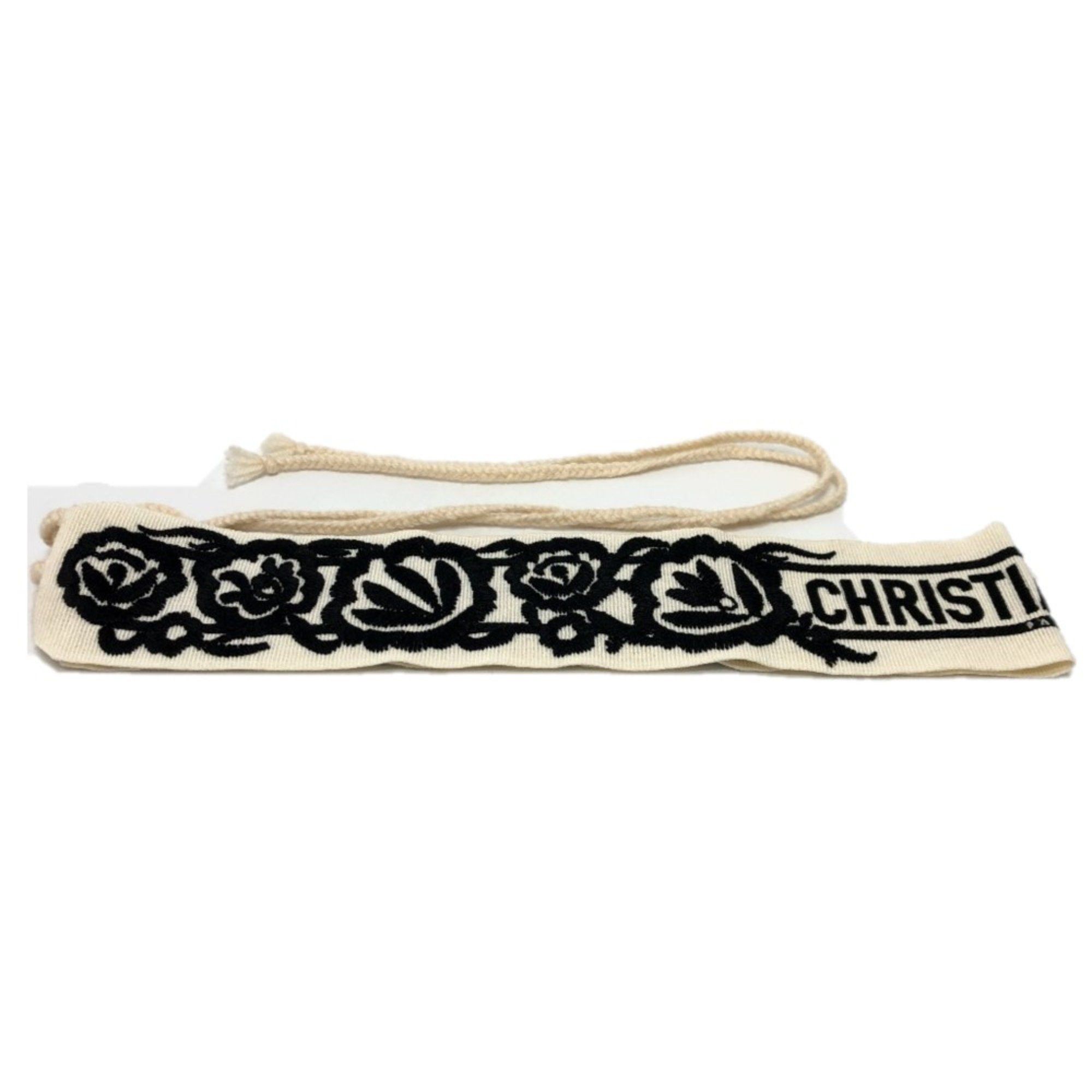 Dior CHRISTIAN DIOR Logo embroidery belt White Black Size ONE SIZE - 2 Thumbnail