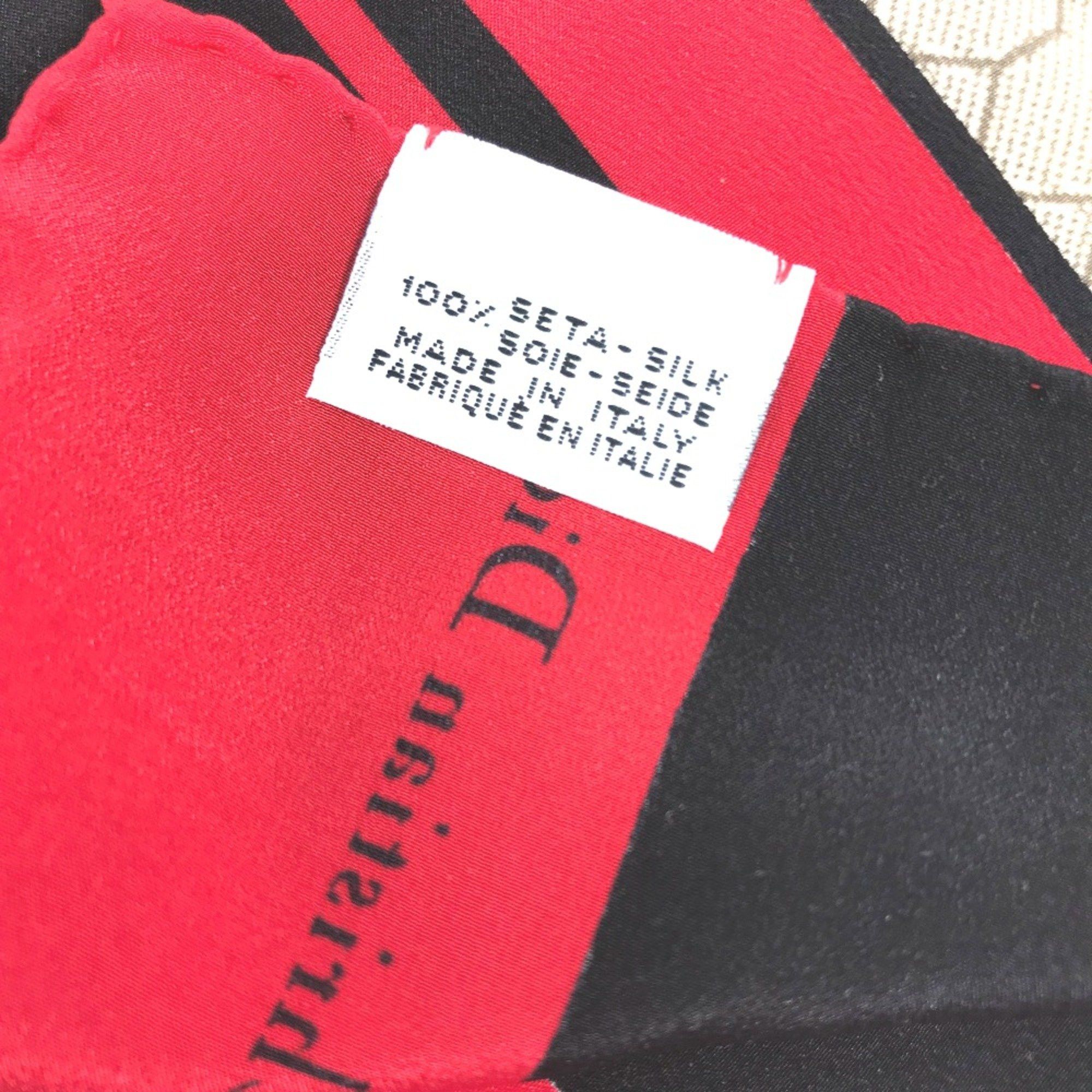 Dior CHRISTIAN DIOR Honeycomb handkerchief Scarf Beige x Red x Black Size ONE SIZE - 6 Thumbnail