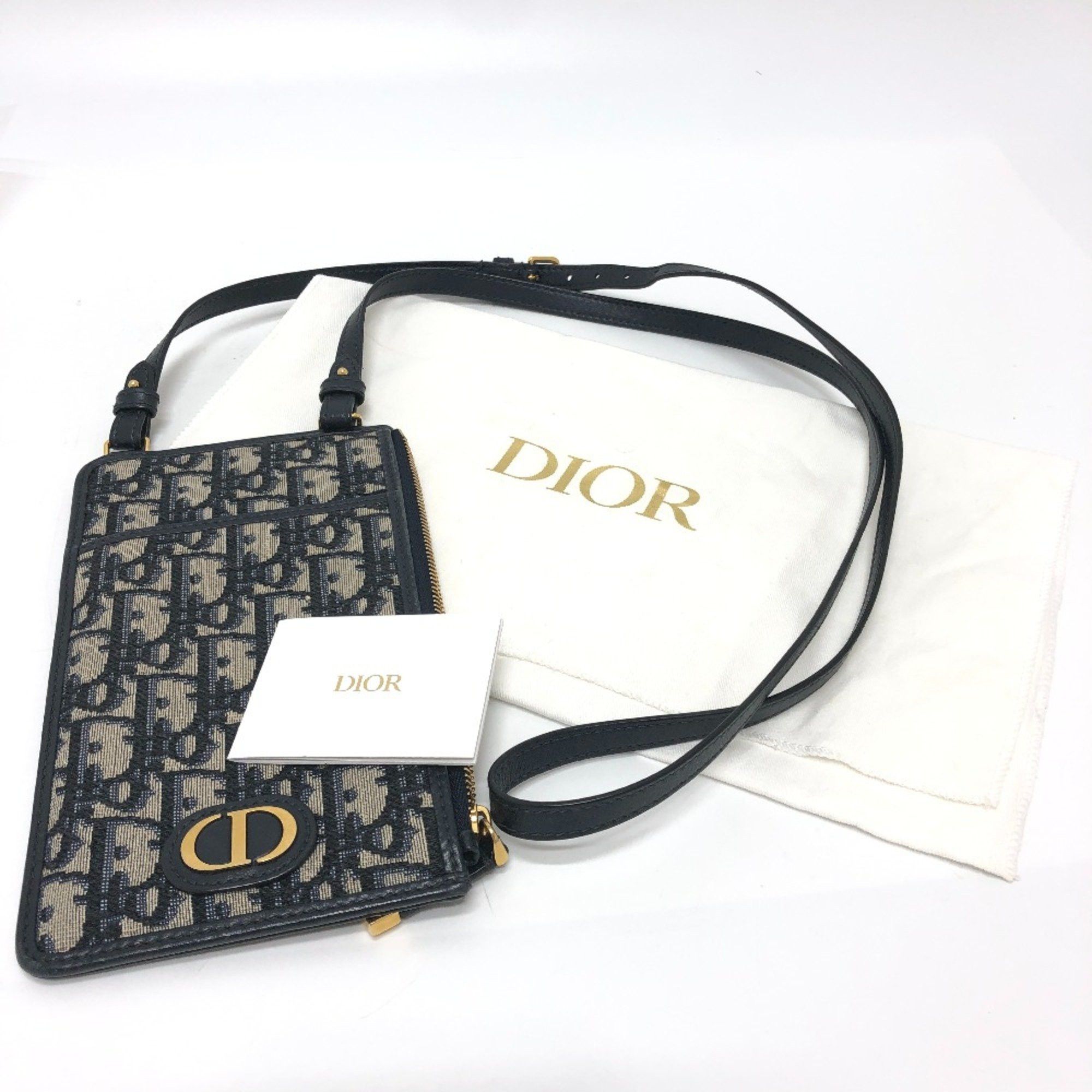 Dior CHRISTIAN DIOR Phone Case Wallet Crossbody Shoulder Bag Shoulder Bag Navy GoldHardware Size ONE SIZE - 15 Thumbnail