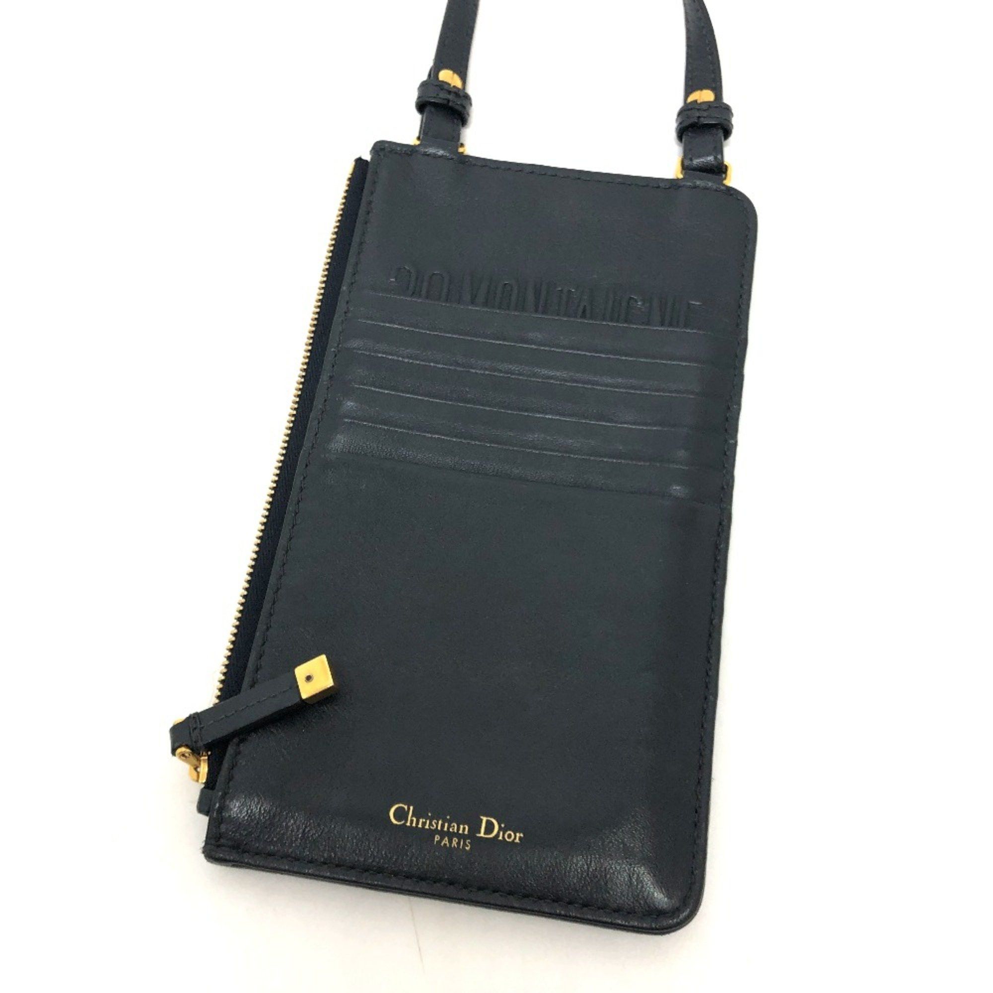 Dior CHRISTIAN DIOR Phone Case Wallet Crossbody Shoulder Bag Shoulder Bag Navy GoldHardware Size ONE SIZE - 2 Thumbnail