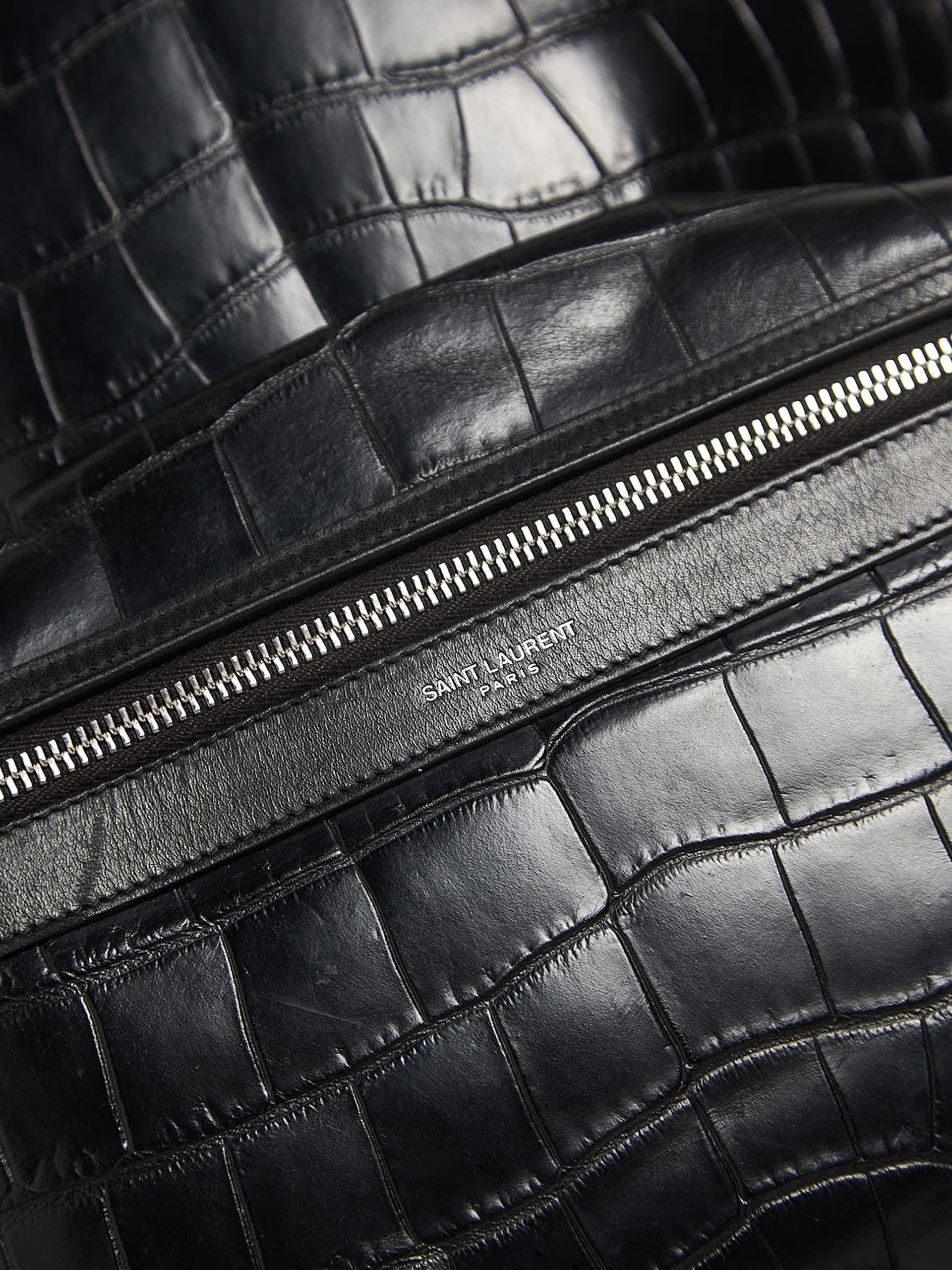 Saint Laurent Paris Black Croco Leather Backpack Size ONE SIZE - 3 Thumbnail