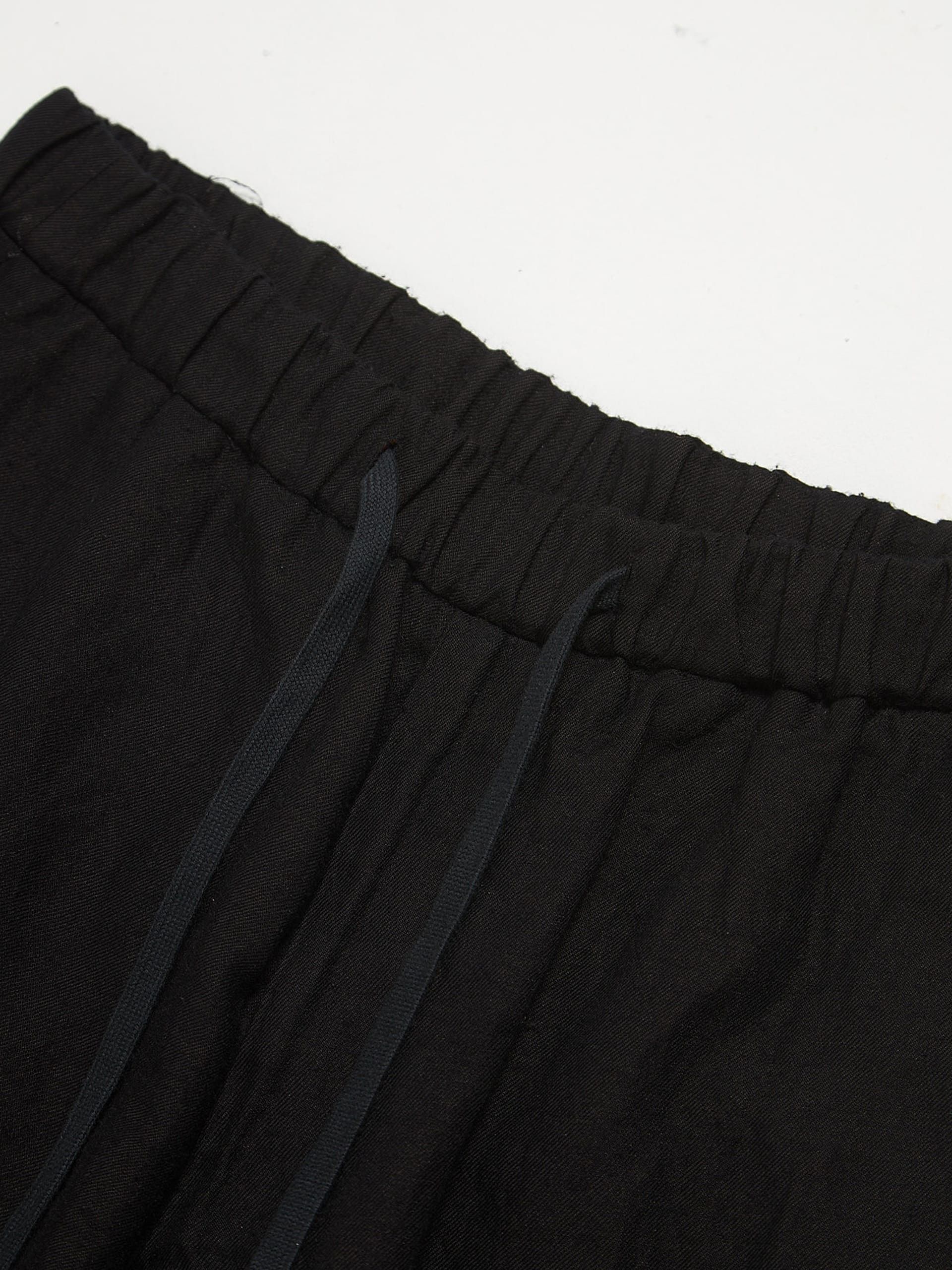 Ziggy Chen Black Drawstring Wool Blend Trousers Size US 32 / EU 48 - 3 Thumbnail