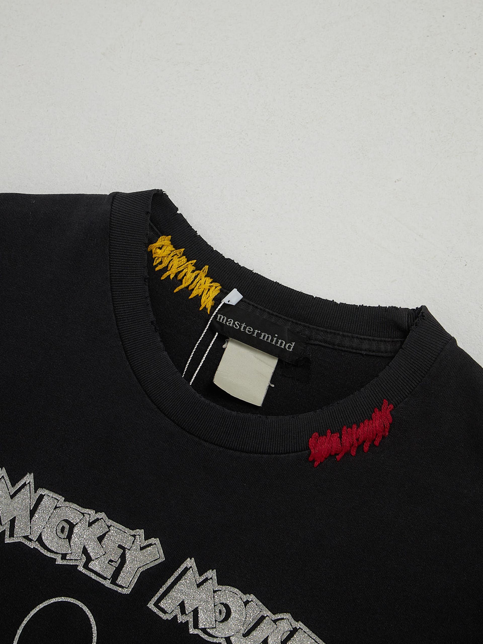 Mastermind World Black Destroyed Mickey Mouse Pritned Glitter Cotton T-shirt Size US M / EU 48-50 / 2 - 3 Thumbnail