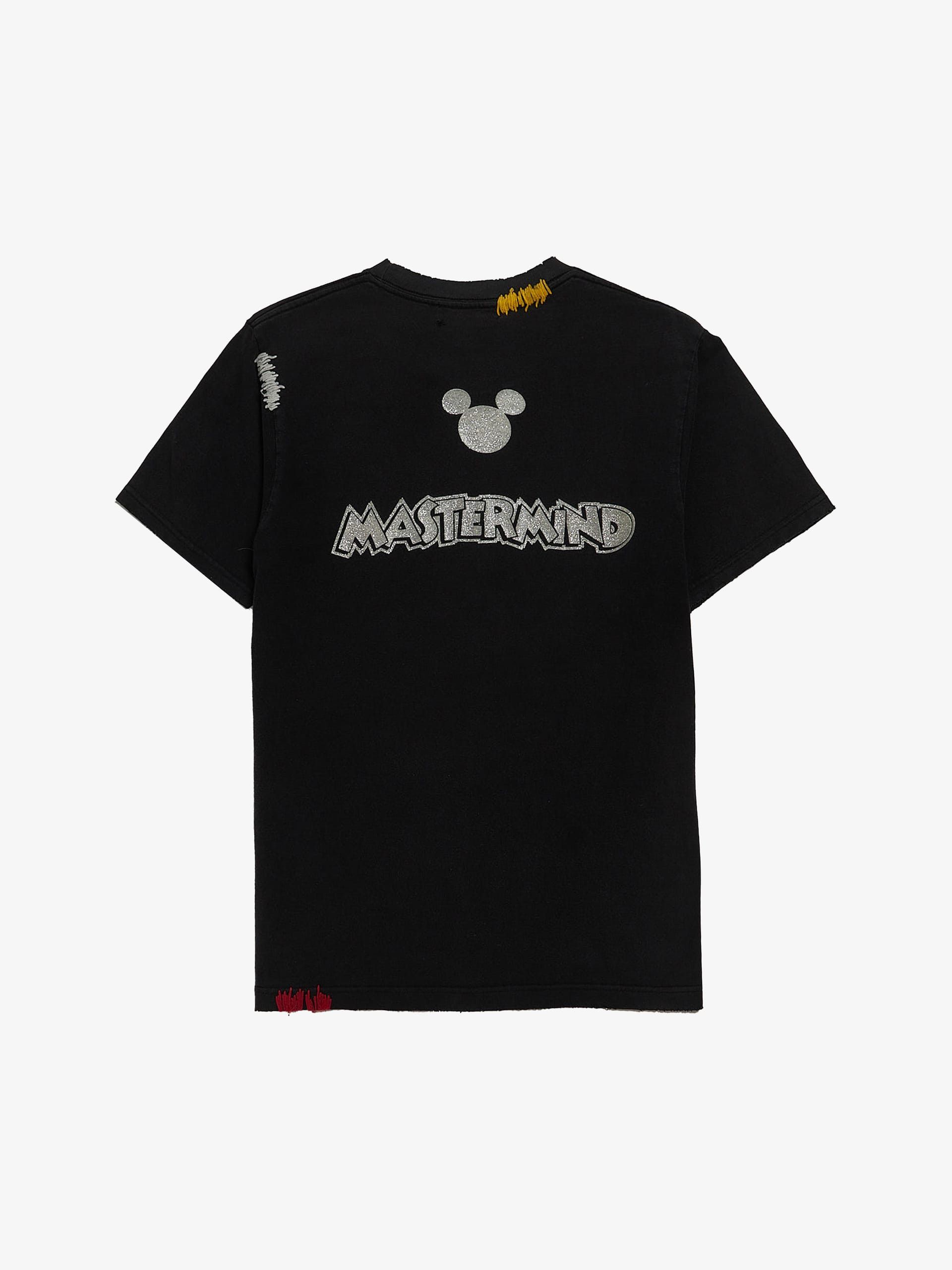 Mastermind World Black Destroyed Mickey Mouse Pritned Glitter Cotton T-shirt Size US M / EU 48-50 / 2 - 2 Thumbnail