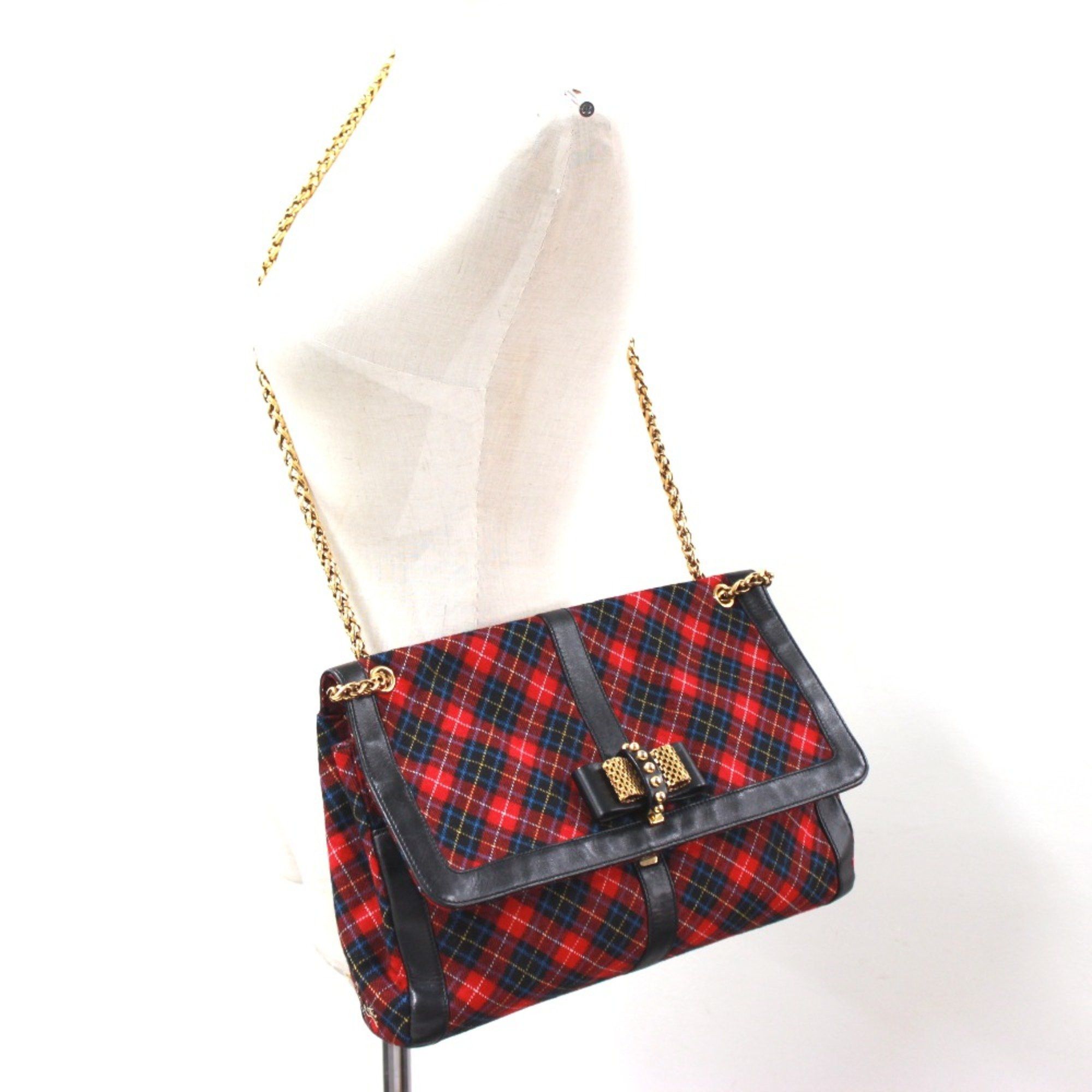 Christian Louboutin Christian Louboutin Check pattern Bag Shoulder Bag Red Size ONE SIZE - 6 Thumbnail