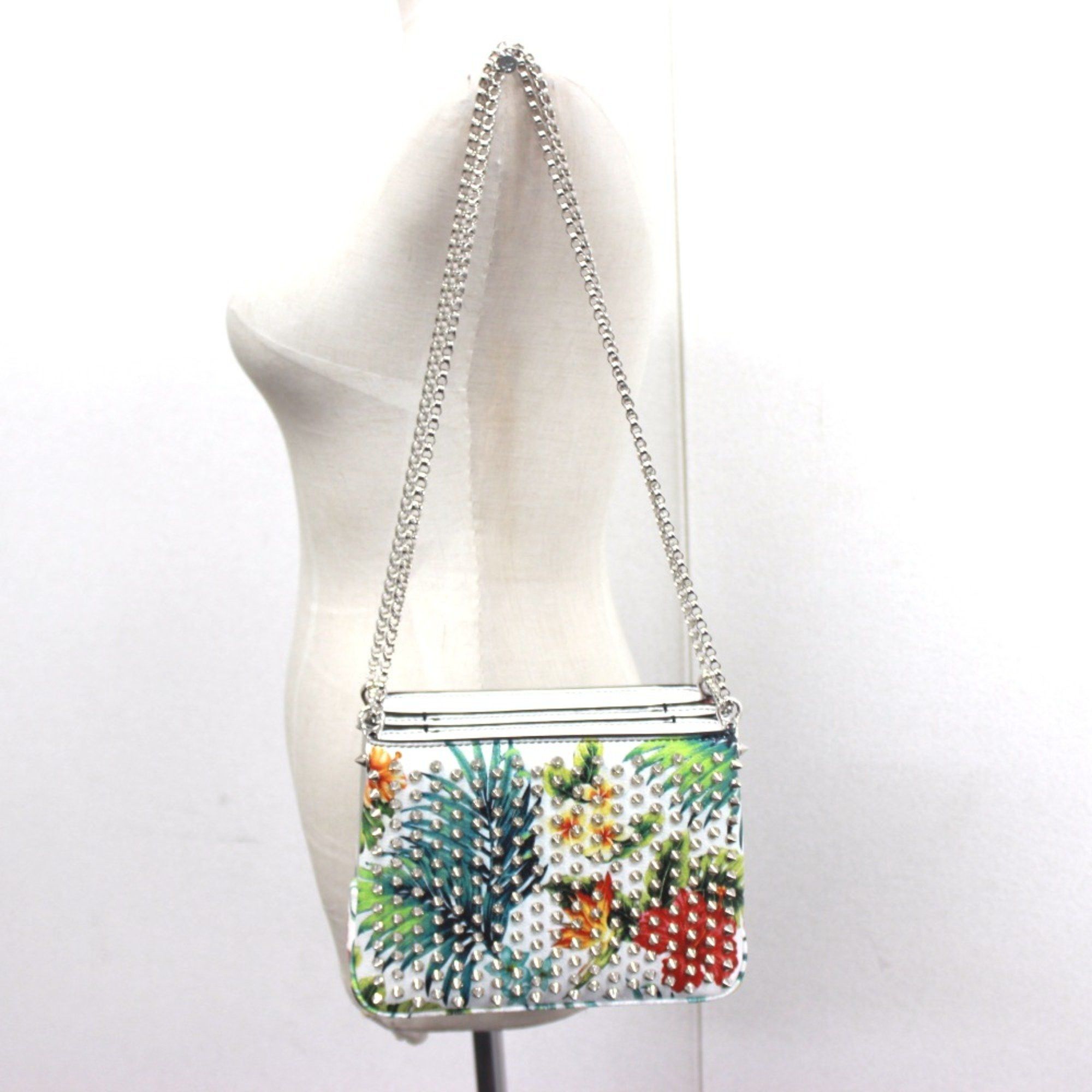 Christian Louboutin Christian Louboutin Botanical pattern Chain Shoulder Bag White Multicolore Size ONE SIZE - 9 Thumbnail