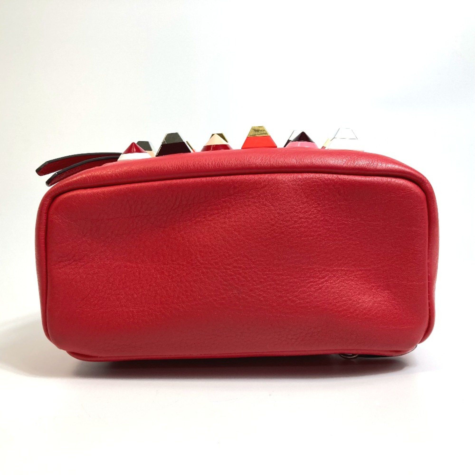 Fendi Fendi 8BZ038 Valentine limited color studs Backpack Backpack Red Red Size ONE SIZE - 4 Thumbnail