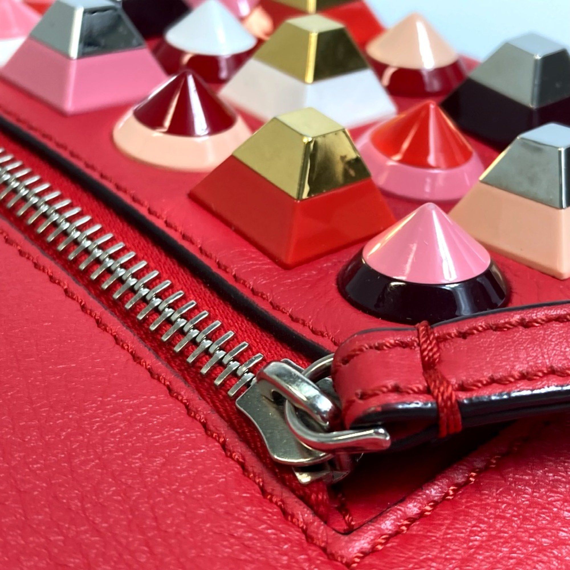 Fendi Fendi 8BZ038 Valentine limited color studs Backpack Backpack Red Red Size ONE SIZE - 9 Thumbnail