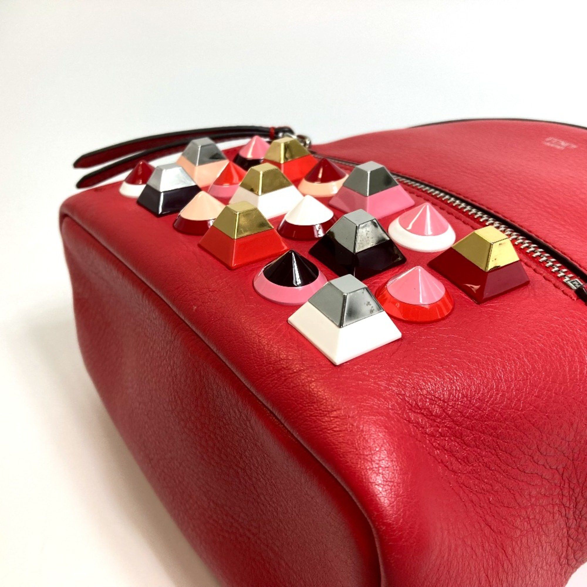 Fendi Fendi 8BZ038 Valentine limited color studs Backpack Backpack Red Red Size ONE SIZE - 5 Thumbnail