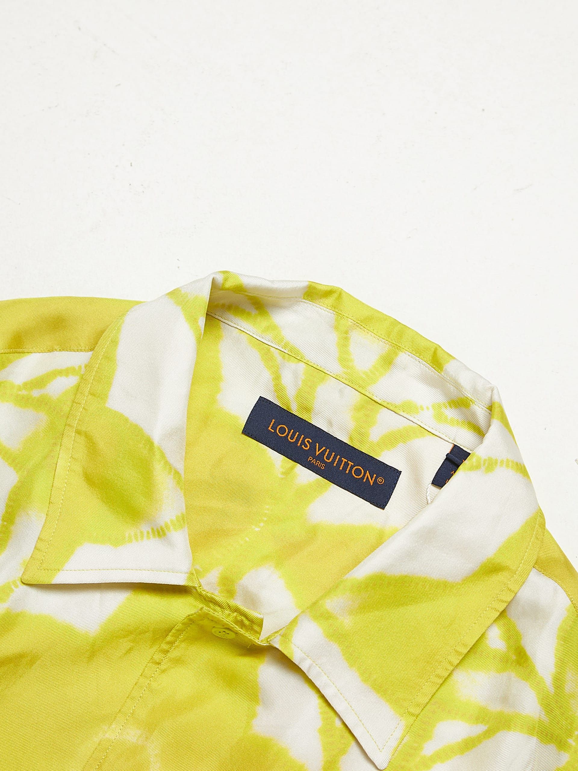 Louis Vuitton Neon Yellow Logo Printed Silk Shirt Size US XL / EU 56 / 4 - 3 Thumbnail