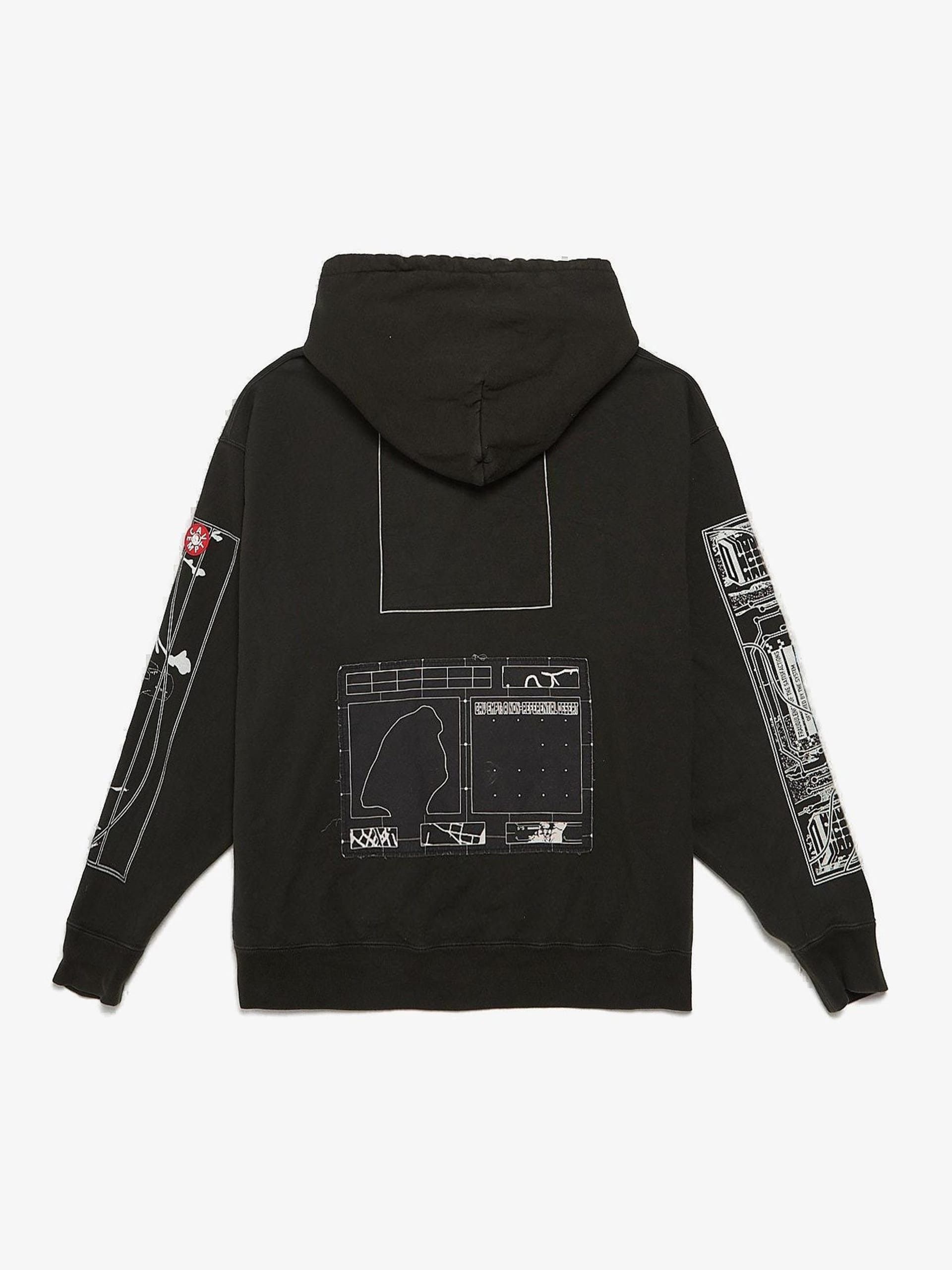 Cav Empt Black Washed Logo Patched System Printed Cotton Hoodie Size US XL / EU 56 / 4 - 2 Thumbnail