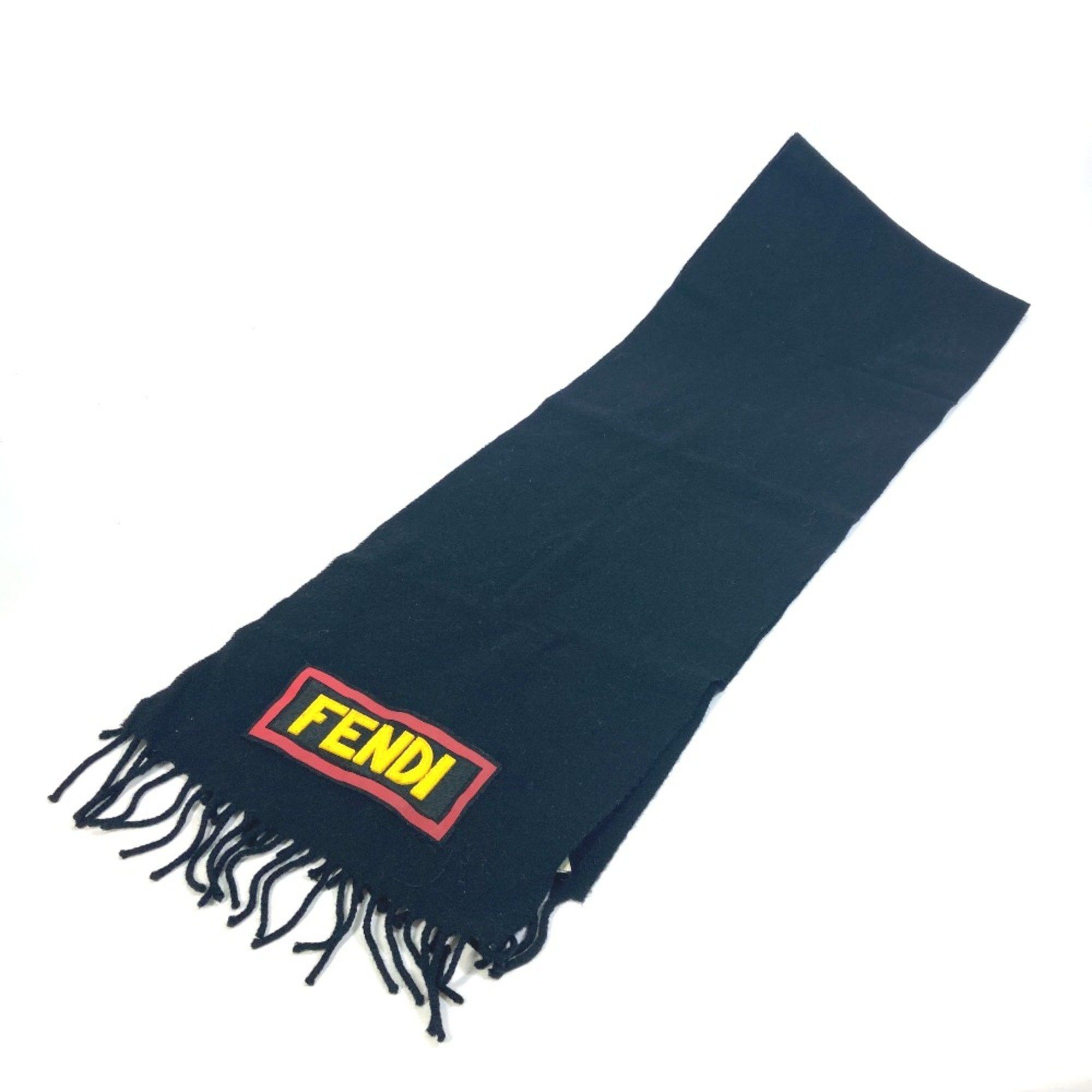 Fendi Fendi FXS124 apparel Logo patch Scarf Black Size ONE SIZE - 3 Thumbnail