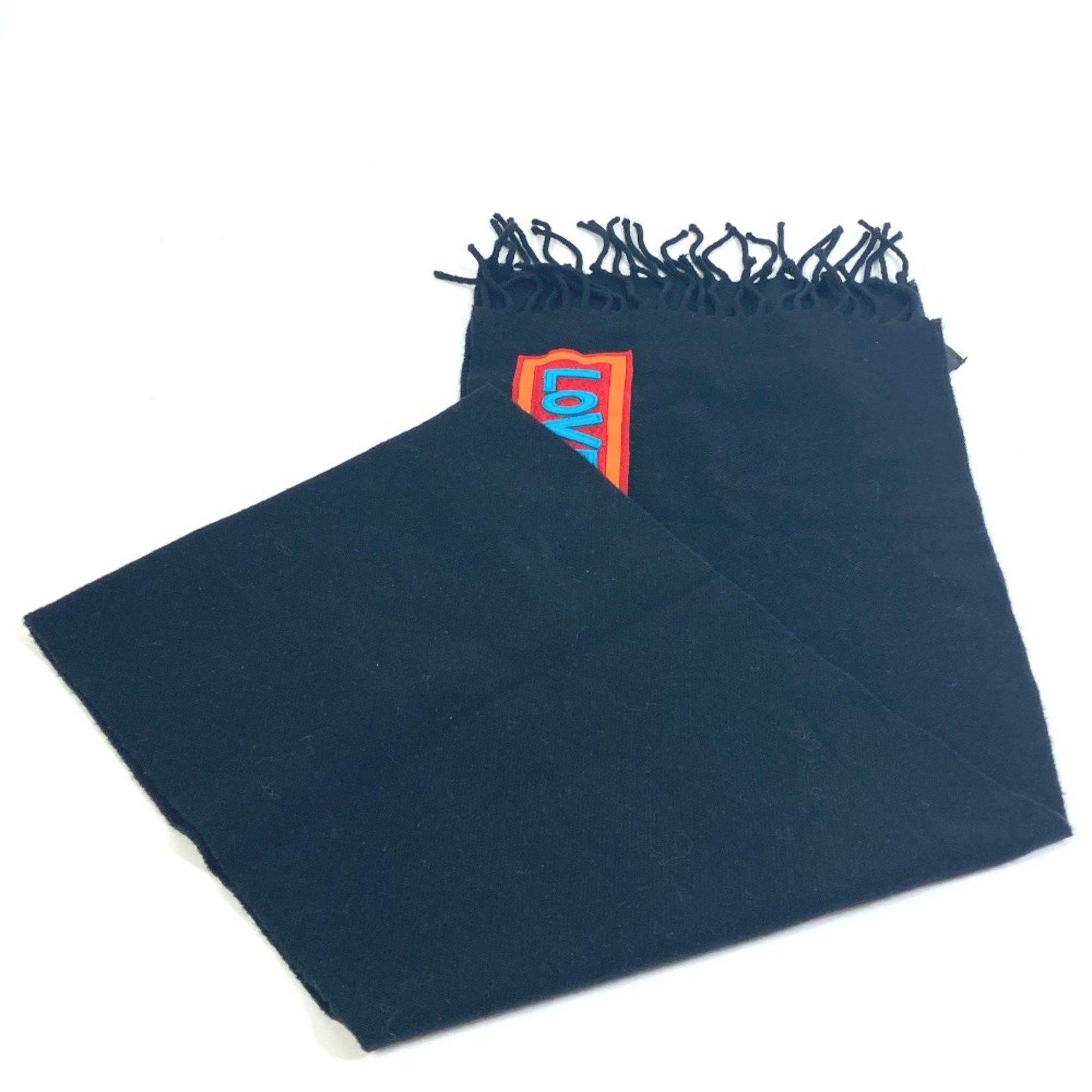 Fendi Fendi FXS124 apparel Logo patch Scarf Black Size ONE SIZE - 2 Thumbnail