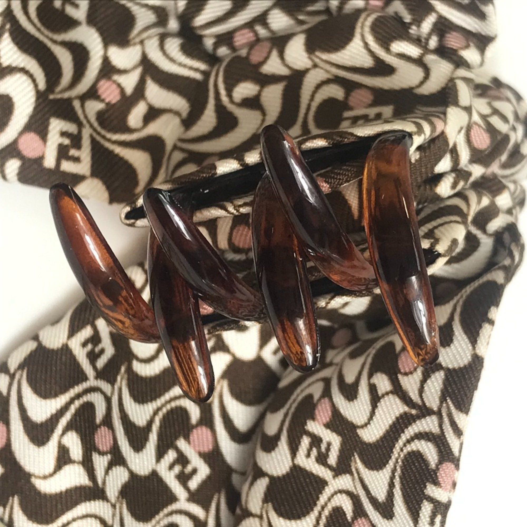 Fendi Fendi Hair clipper Valletta Brown x White Size ONE SIZE - 6 Thumbnail