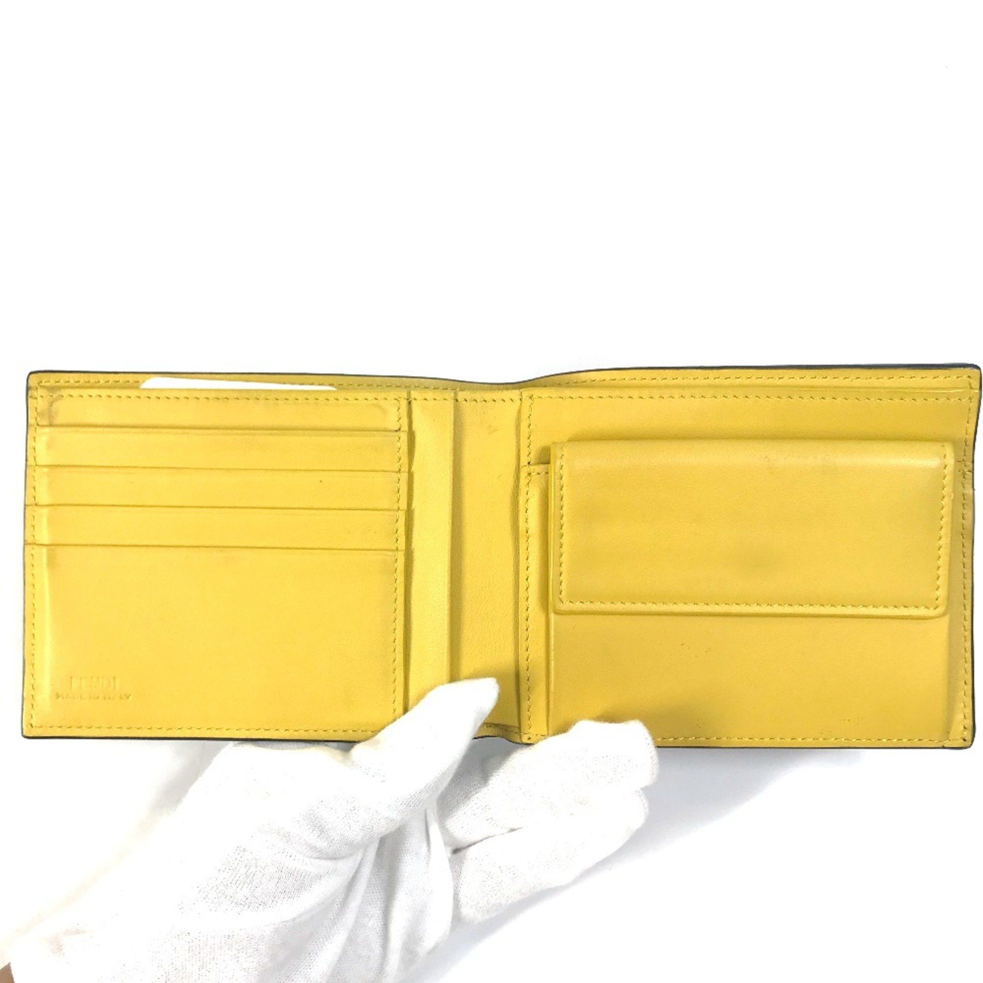 Fendi Fendi 7M0001 logo Wallet Folded wallet Black x Yellow Size ONE SIZE - 7 Thumbnail