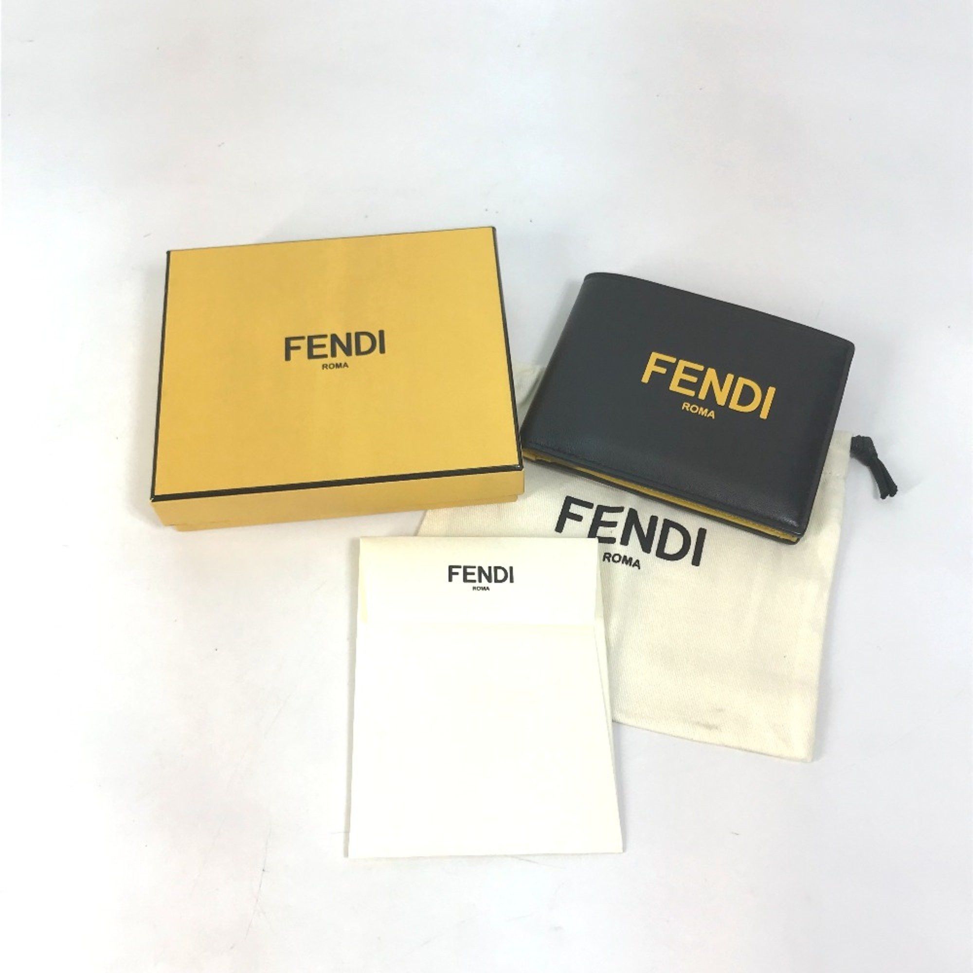 Fendi Fendi 7M0001 logo Wallet Folded wallet Black x Yellow Size ONE SIZE - 13 Thumbnail