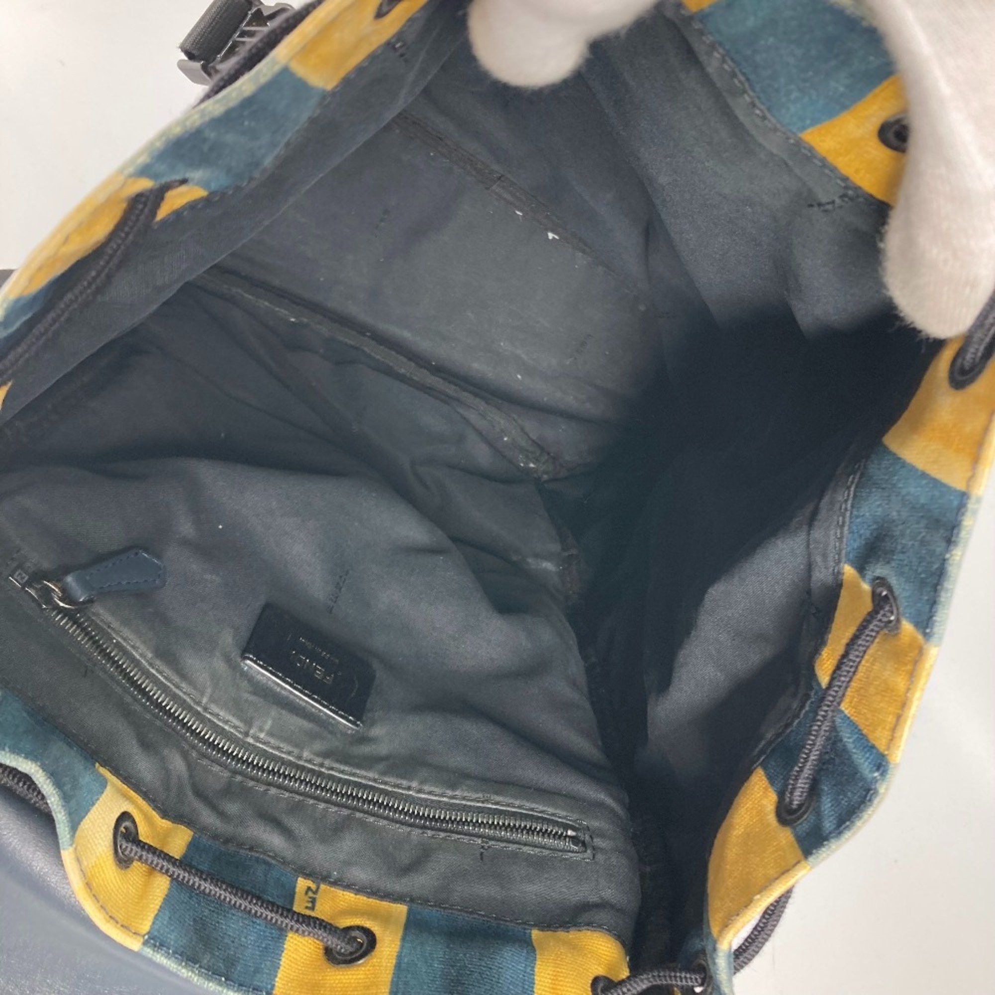 Fendi Fendi 7VZ031 backpack bag Backpack yellow Navy Size ONE SIZE - 9 Thumbnail