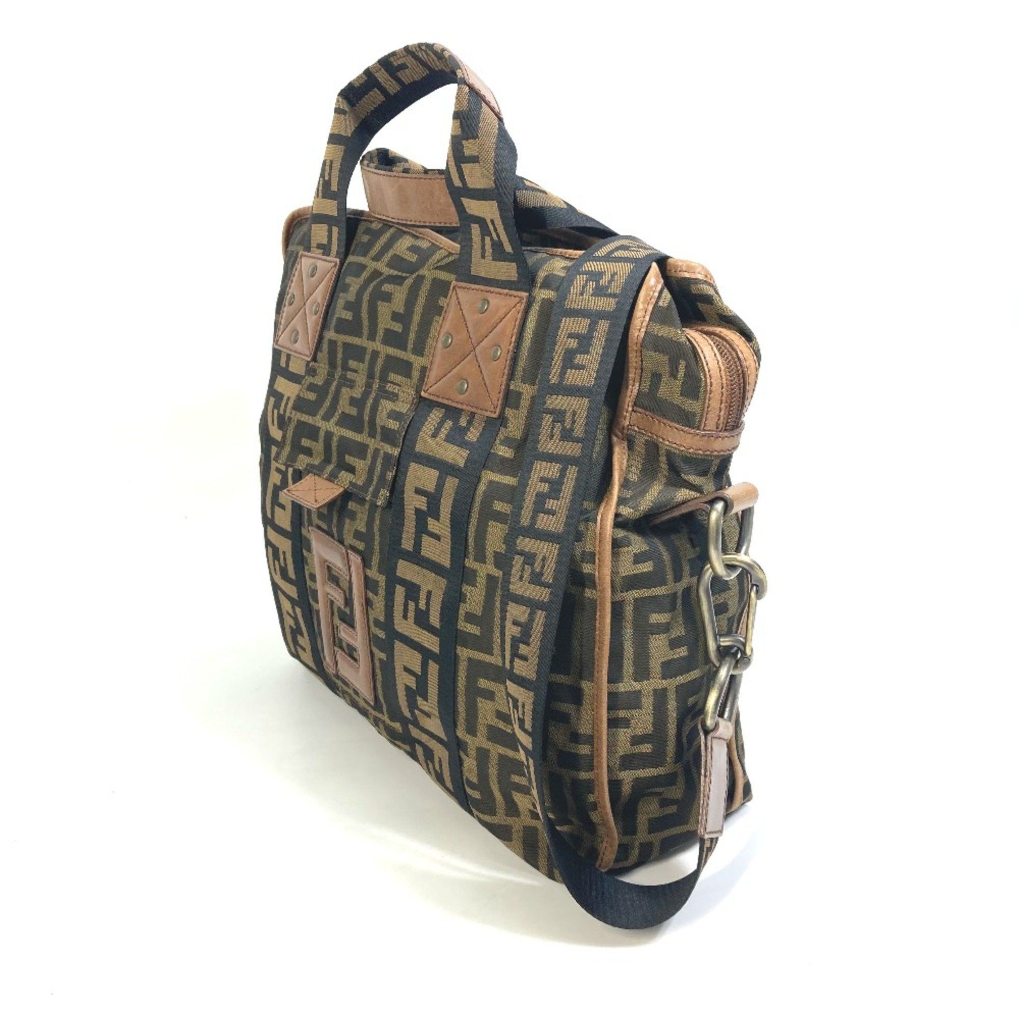 Fendi Fendi 7VA158 Zucca FF pattern Bag Tote Bag Brown Black Size ONE SIZE - 3 Thumbnail