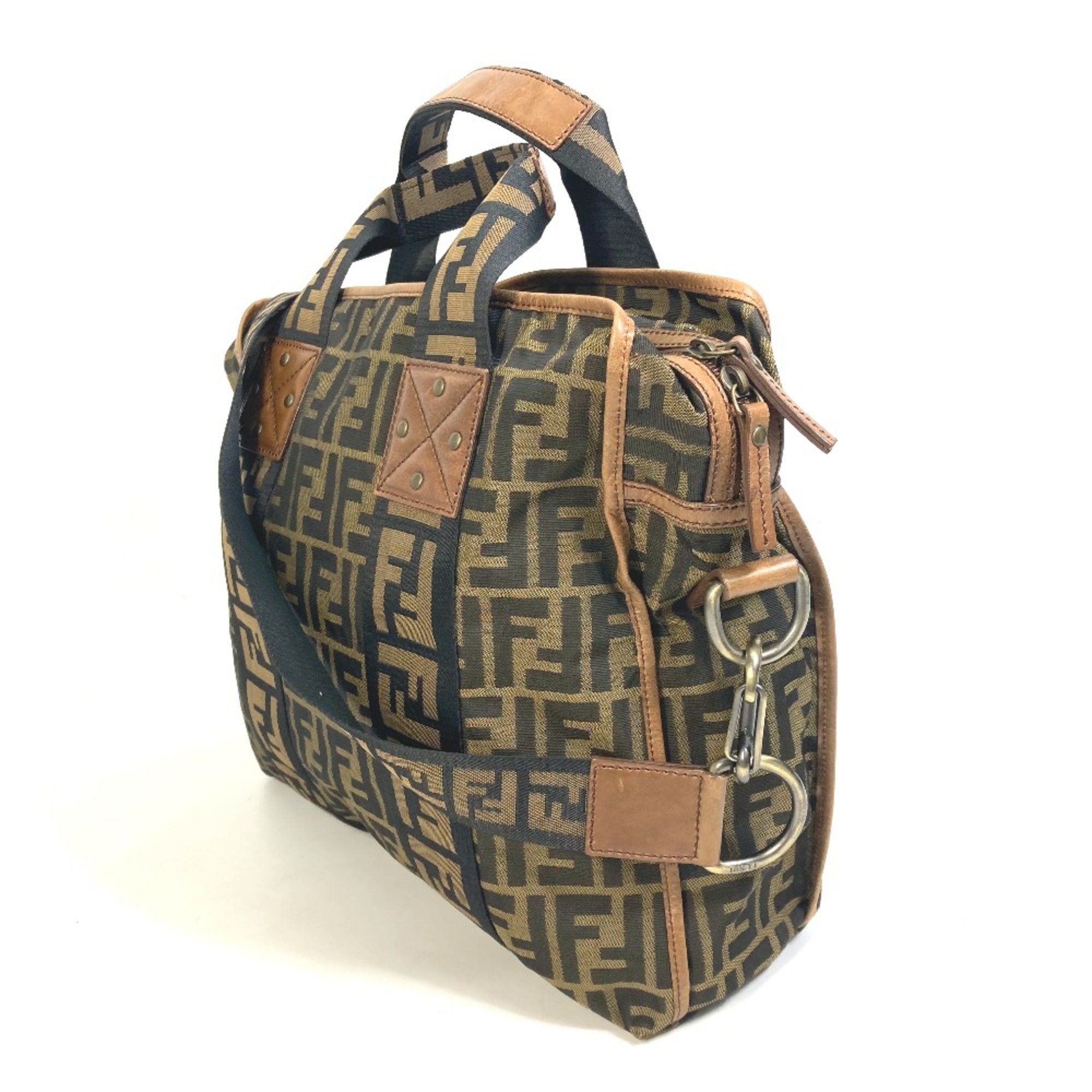 Fendi Fendi 7VA158 Zucca FF pattern Bag Tote Bag Brown Black Size ONE SIZE - 4 Thumbnail
