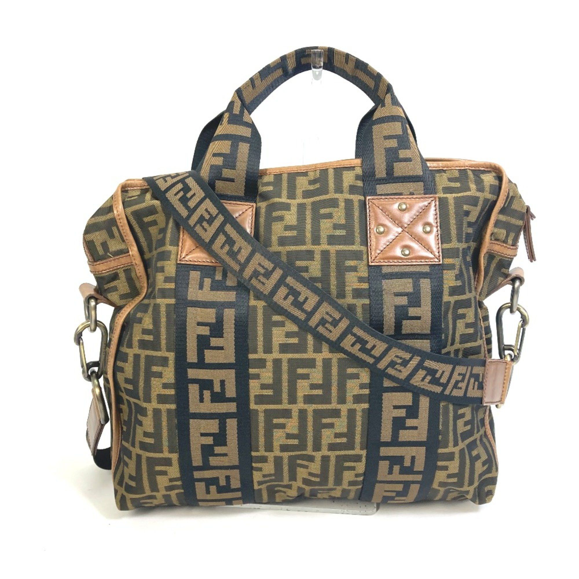 Fendi Fendi 7VA158 Zucca FF pattern Bag Tote Bag Brown Black Size ONE SIZE - 2 Thumbnail