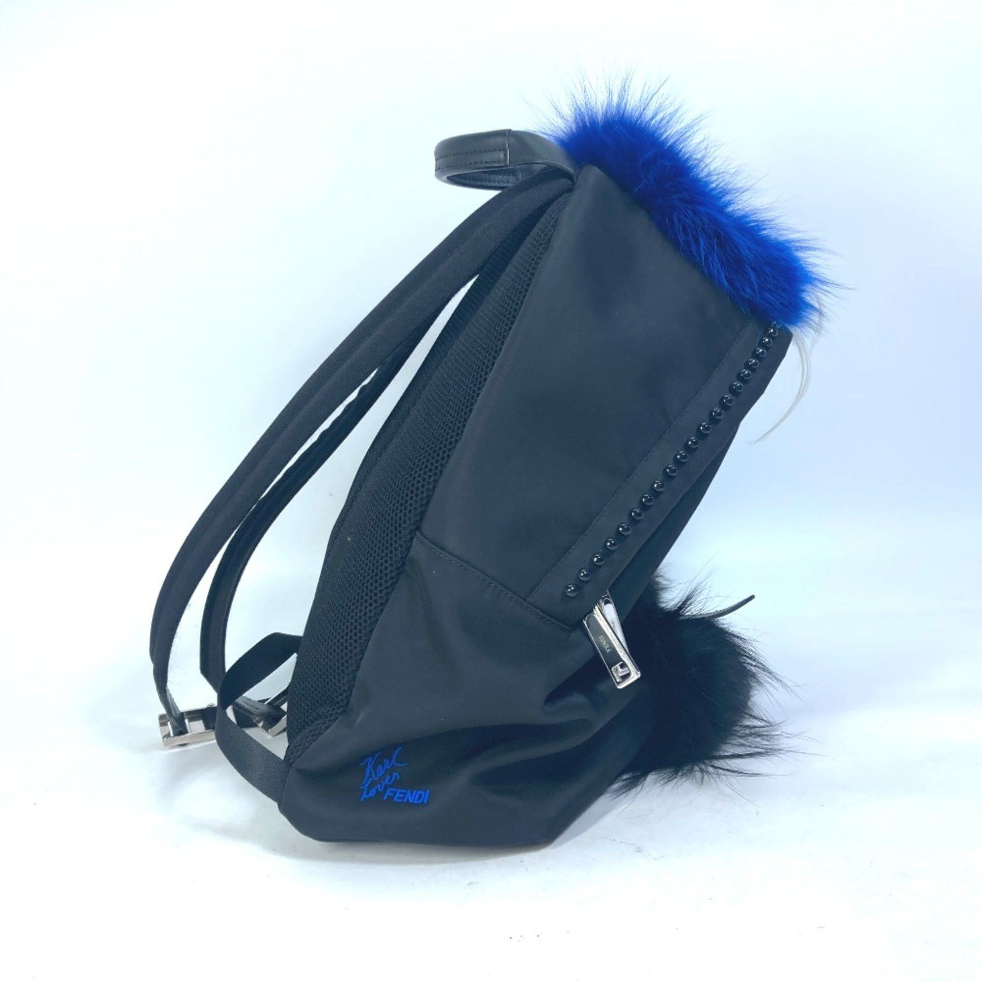 Fendi Fendi 7VZ016 backpack bag fur studs Backpack Black blue Size ONE SIZE - 3 Thumbnail