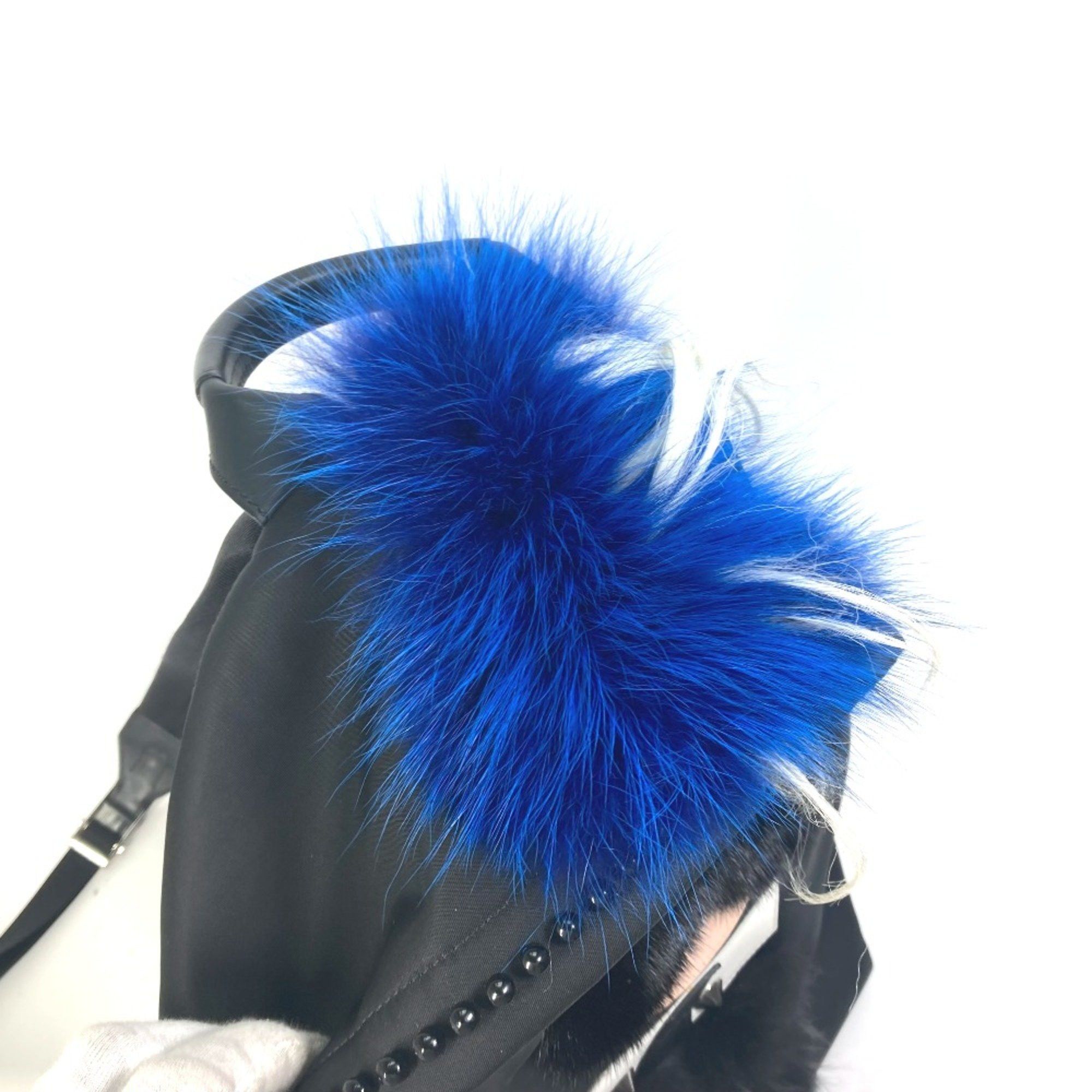 Fendi Fendi 7VZ016 backpack bag fur studs Backpack Black blue Size ONE SIZE - 7 Thumbnail
