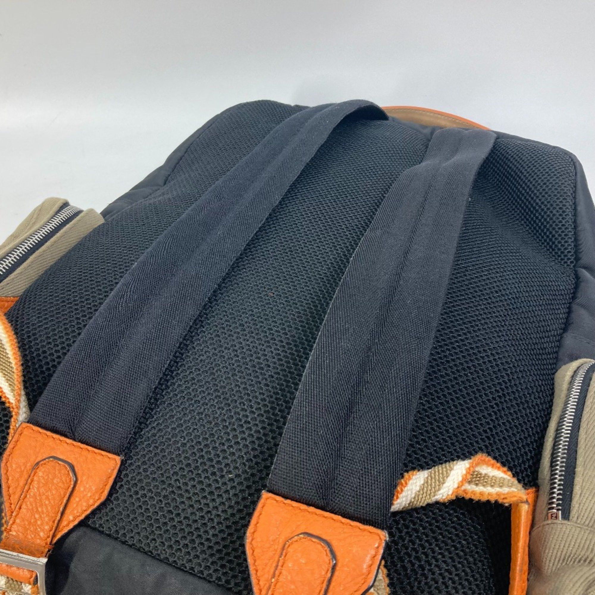 Fendi Fendi 7VZ048 Backpack Bag Backpack Black orange x khaki Size ONE SIZE - 11 Thumbnail