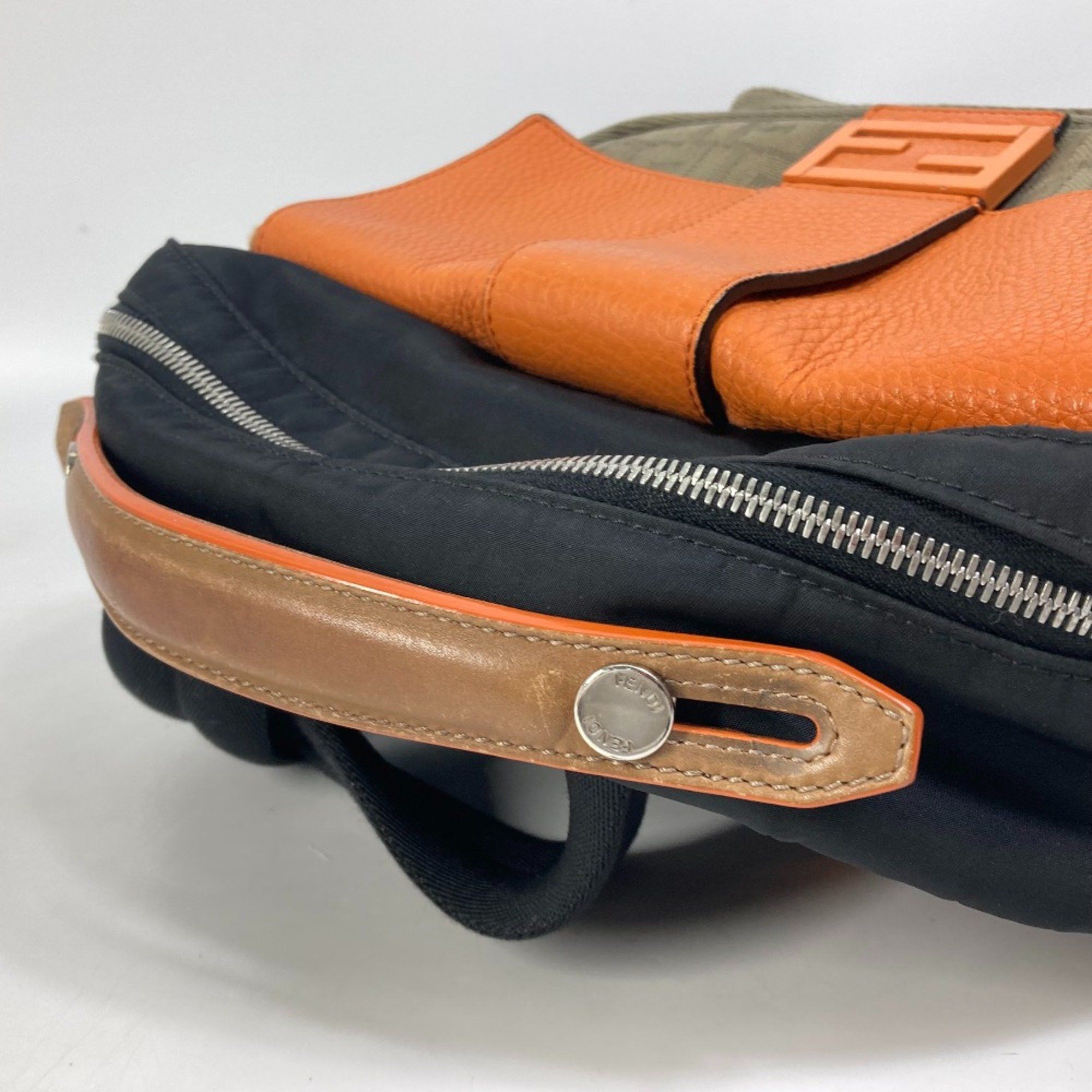 Fendi Fendi 7VZ048 Backpack Bag Backpack Black orange x khaki Size ONE SIZE - 10 Thumbnail