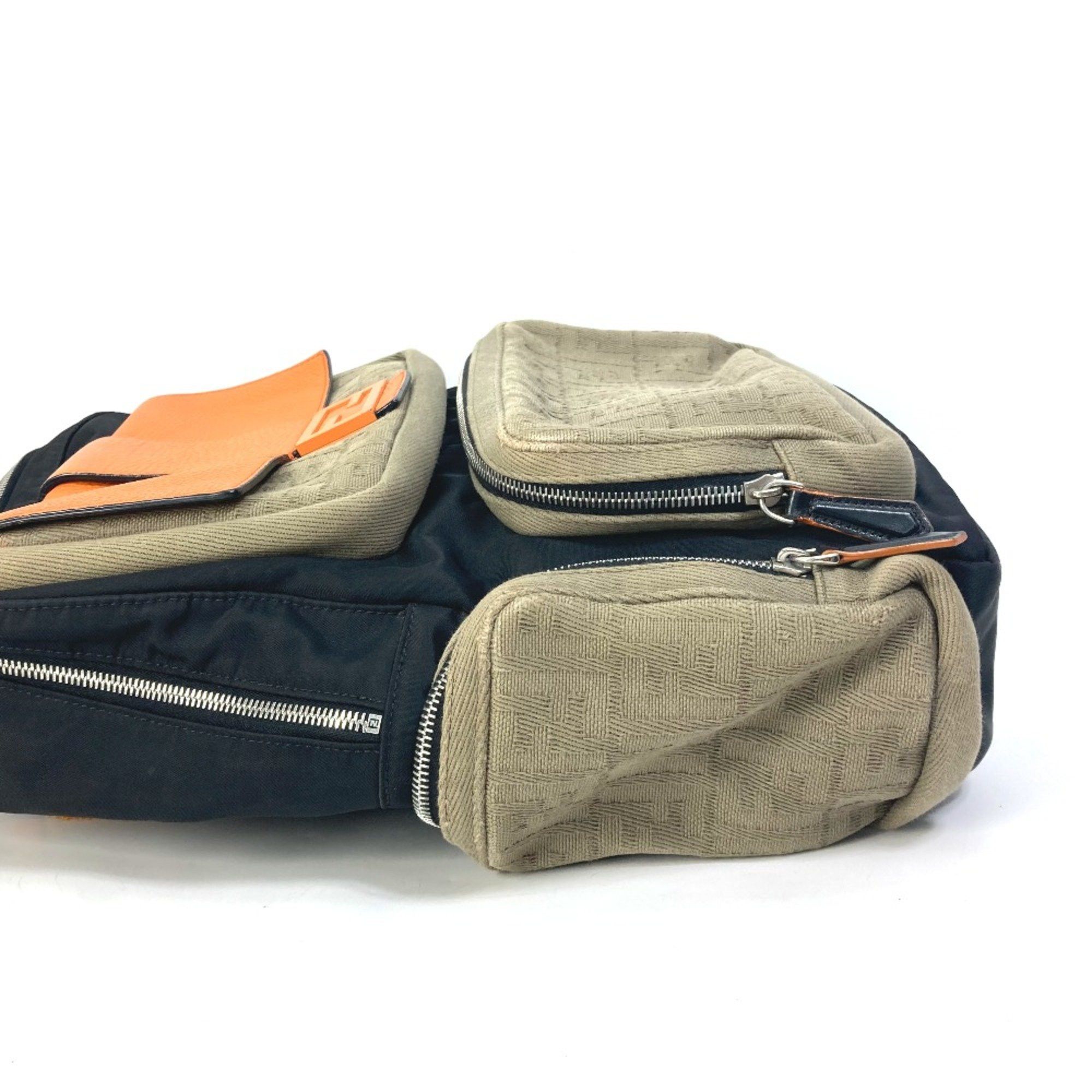 Fendi Fendi 7VZ048 Backpack Bag Backpack Black orange x khaki Size ONE SIZE - 4 Thumbnail