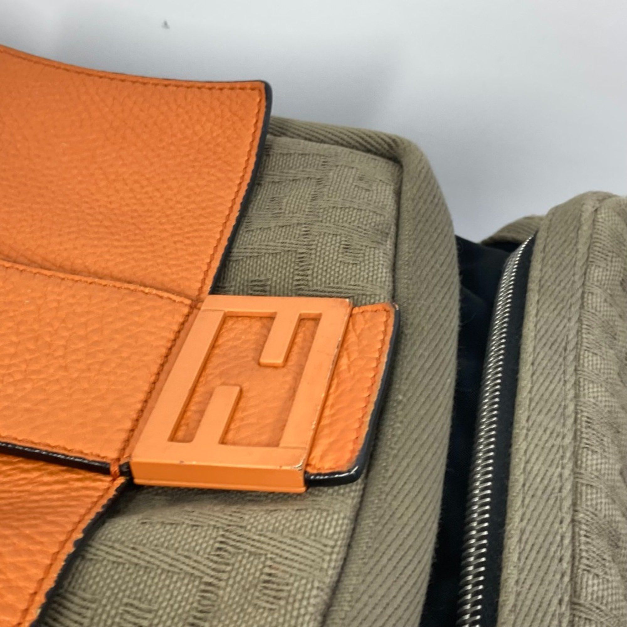 Fendi Fendi 7VZ048 Backpack Bag Backpack Black orange x khaki Size ONE SIZE - 9 Thumbnail