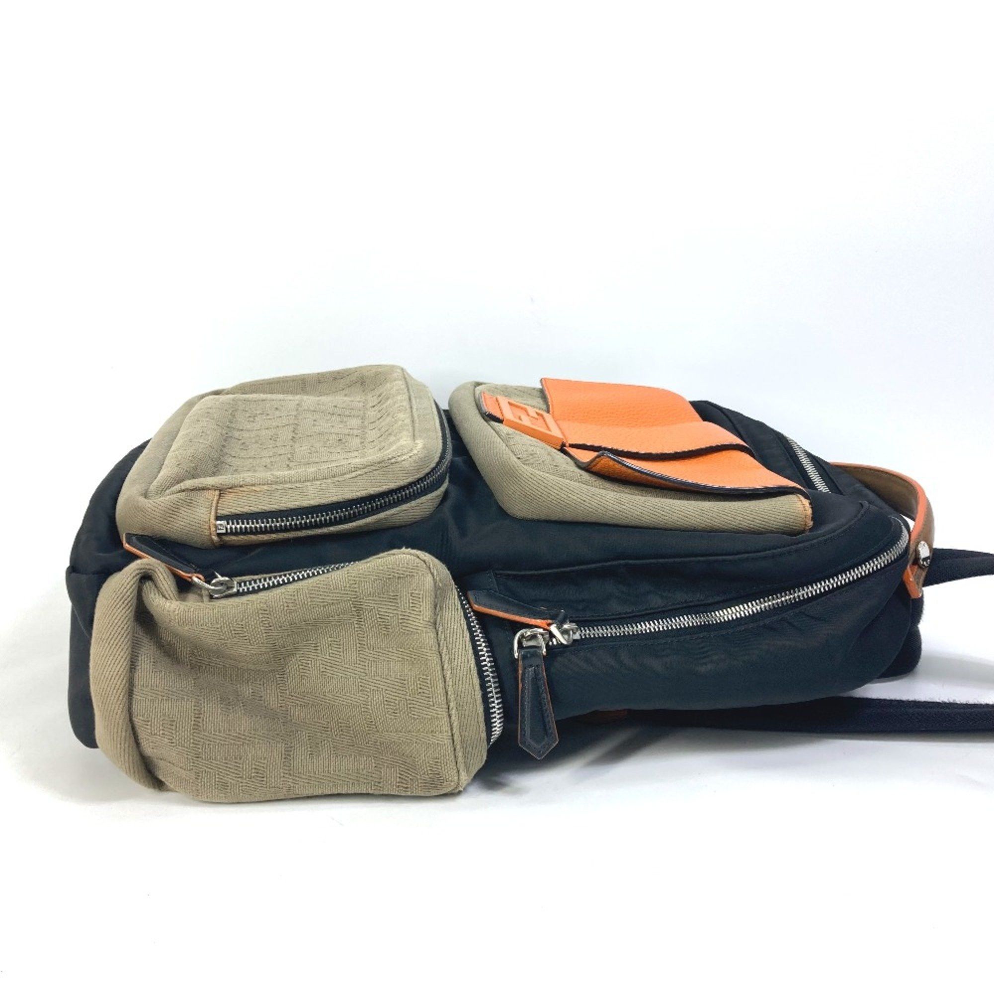 Fendi Fendi 7VZ048 Backpack Bag Backpack Black orange x khaki Size ONE SIZE - 3 Thumbnail