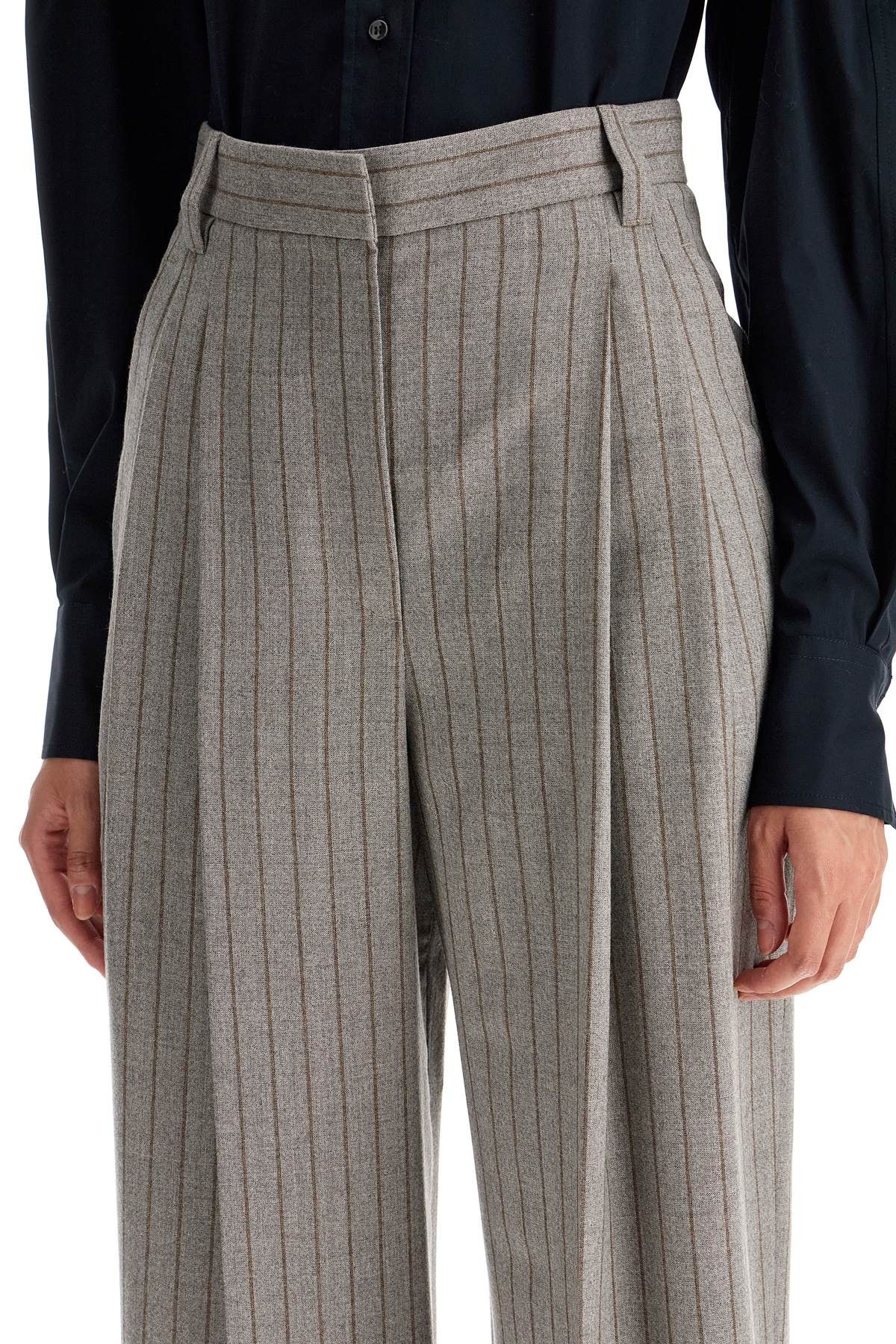 Brunello Cucinelli BRUNELLO CUCINELLI Wide Virgin Wool Pinstripe Trousers Size 26" / US 2 / IT 38 - 4 Thumbnail