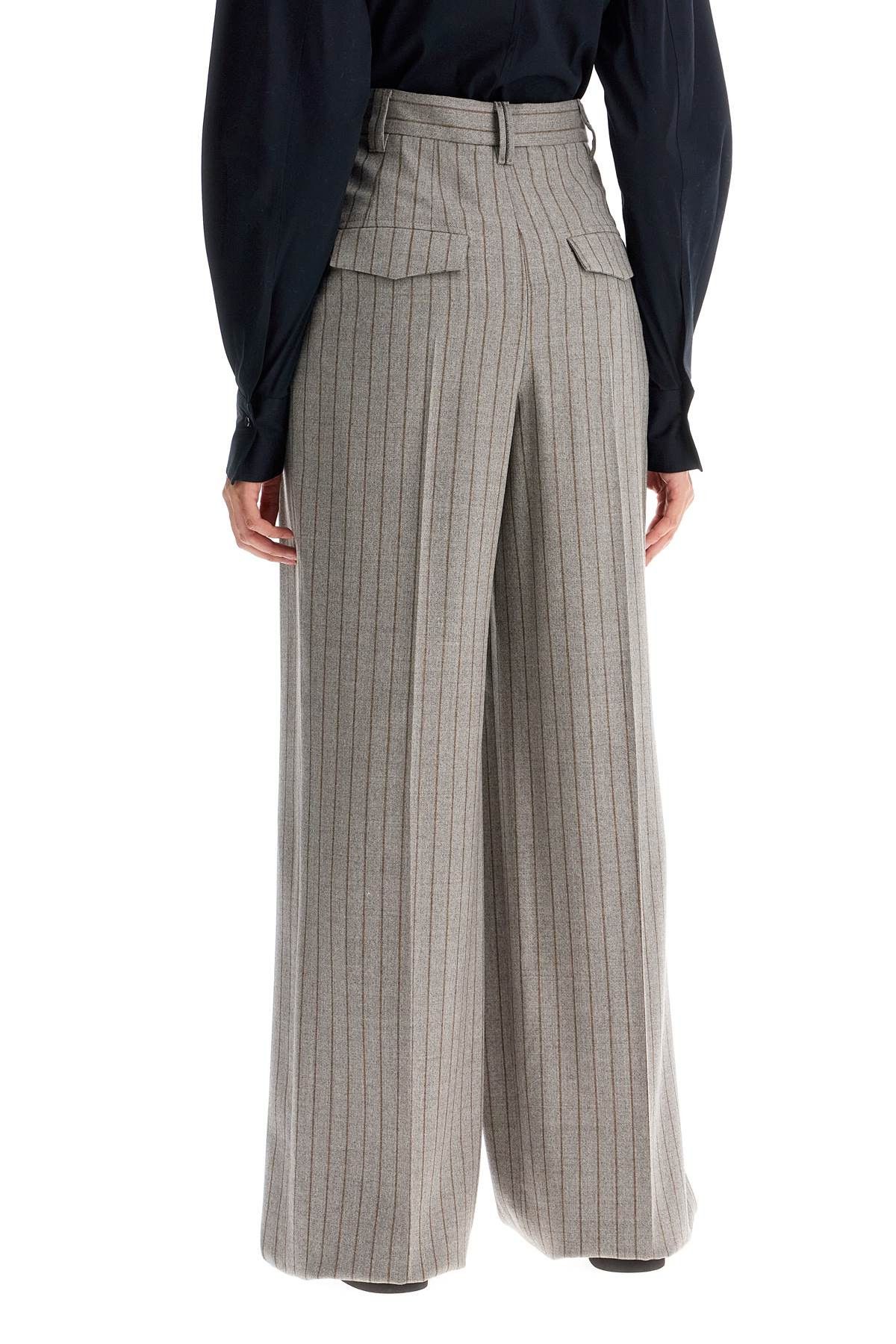 Brunello Cucinelli BRUNELLO CUCINELLI Wide Virgin Wool Pinstripe Trousers Size 26" / US 2 / IT 38 - 3 Thumbnail