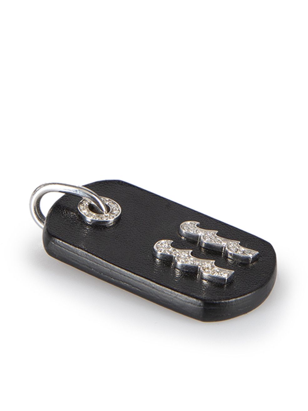 Gucci Black Leather & 18kt Diamond Aquarius Dog Tag Pendant Size ONE SIZE - 3 Thumbnail