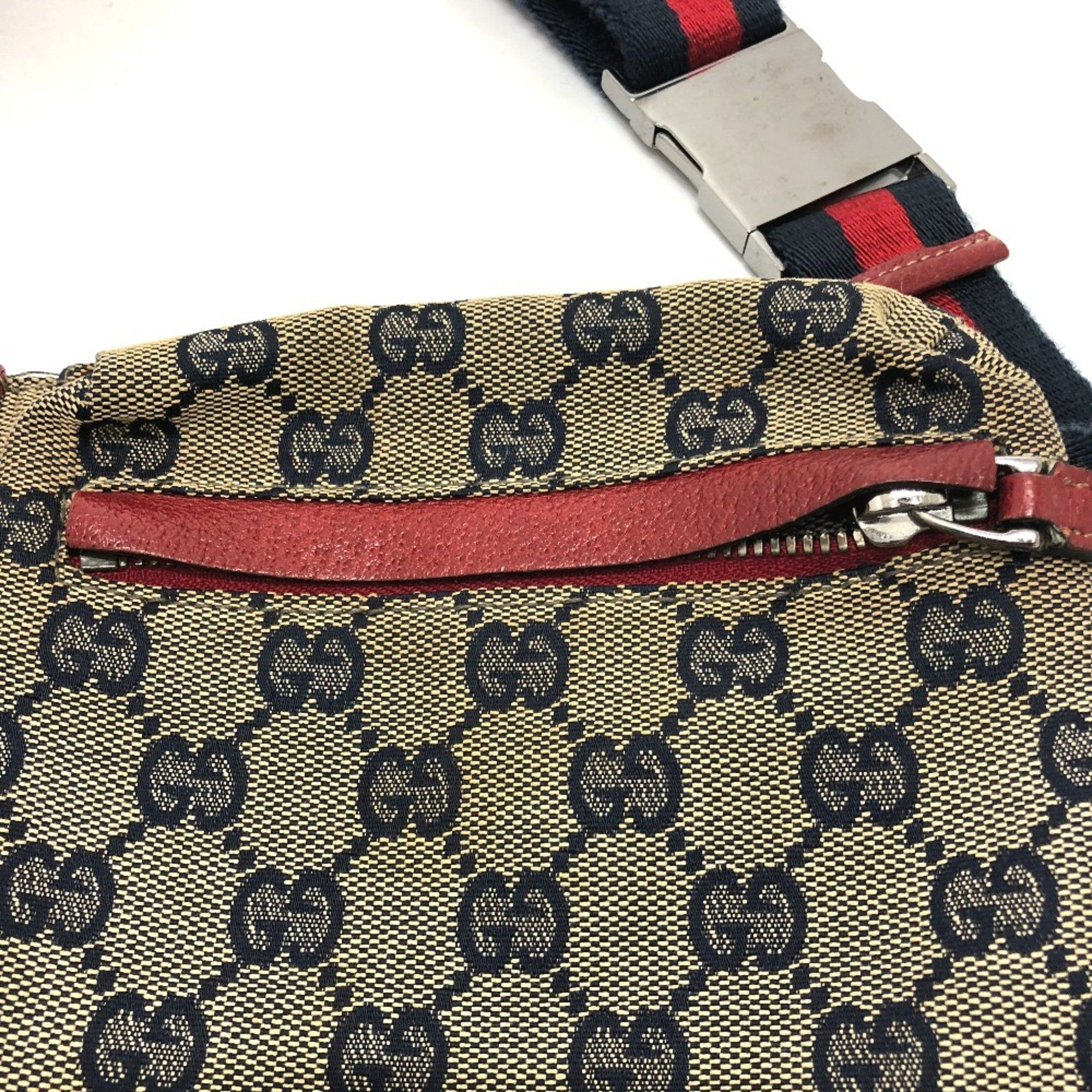 Gucci Gucci 28566 GG/logo Bag Waist Pouch Red SilverHardware Size ONE SIZE - 5 Thumbnail