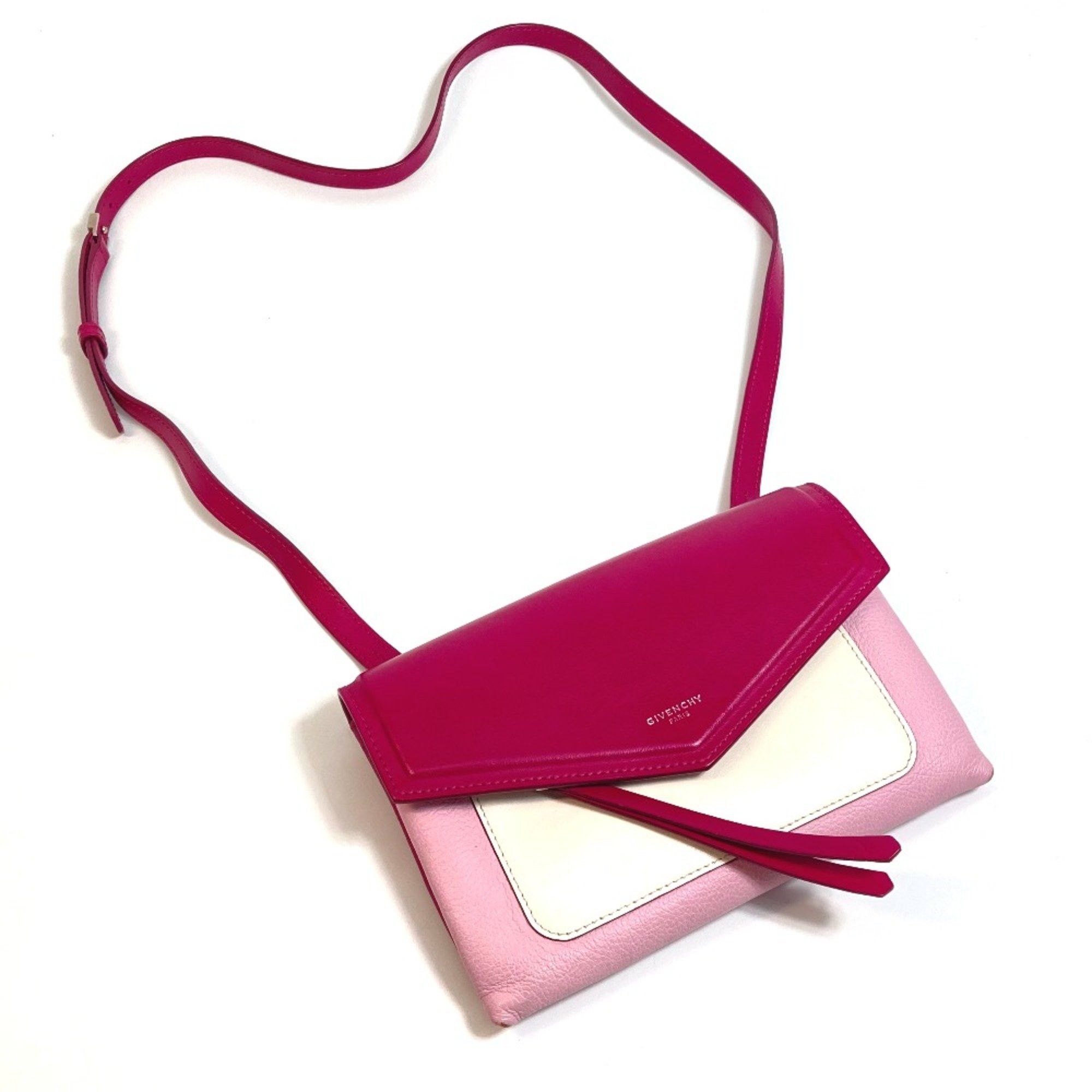 Givenchy Givenchy flap Bag Pochette Crossbody Shoulder Bag Pink x White Size ONE SIZE - 4 Thumbnail