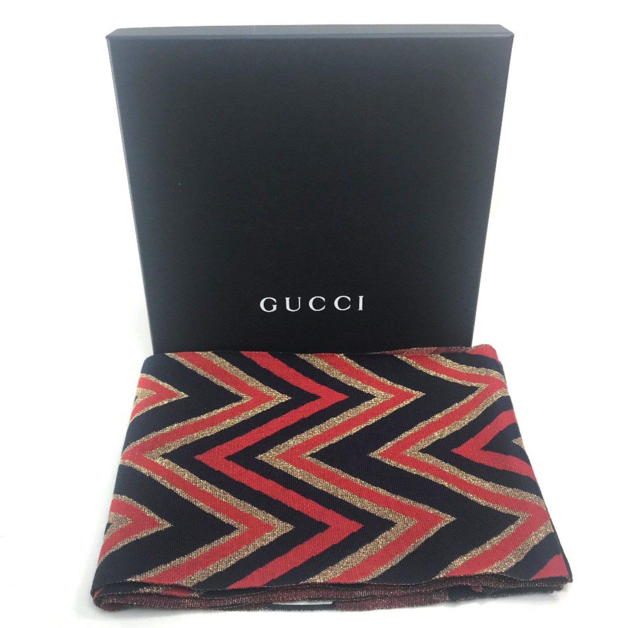 Gucci Gucci Stole/Shawl Scarf Navy Navy x Gold x Red Size ONE SIZE - 11 Thumbnail