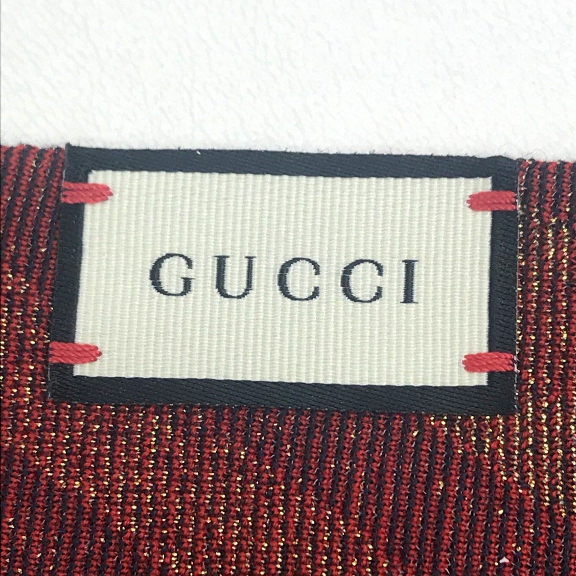Gucci Gucci Stole/Shawl Scarf Navy Navy x Gold x Red Size ONE SIZE - 8 Thumbnail