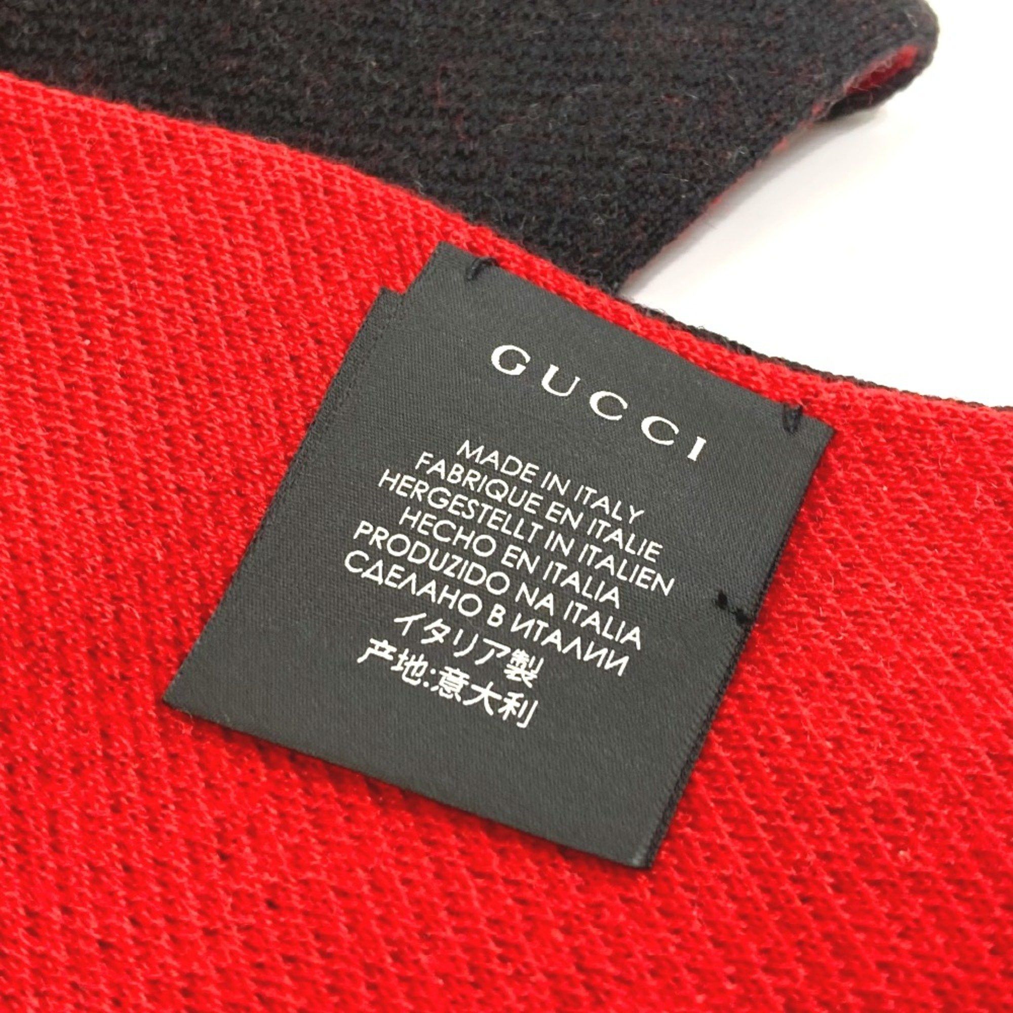 Gucci Gucci BE LOVED Logo fringe Scarf Black Red Size ONE SIZE - 6 Thumbnail
