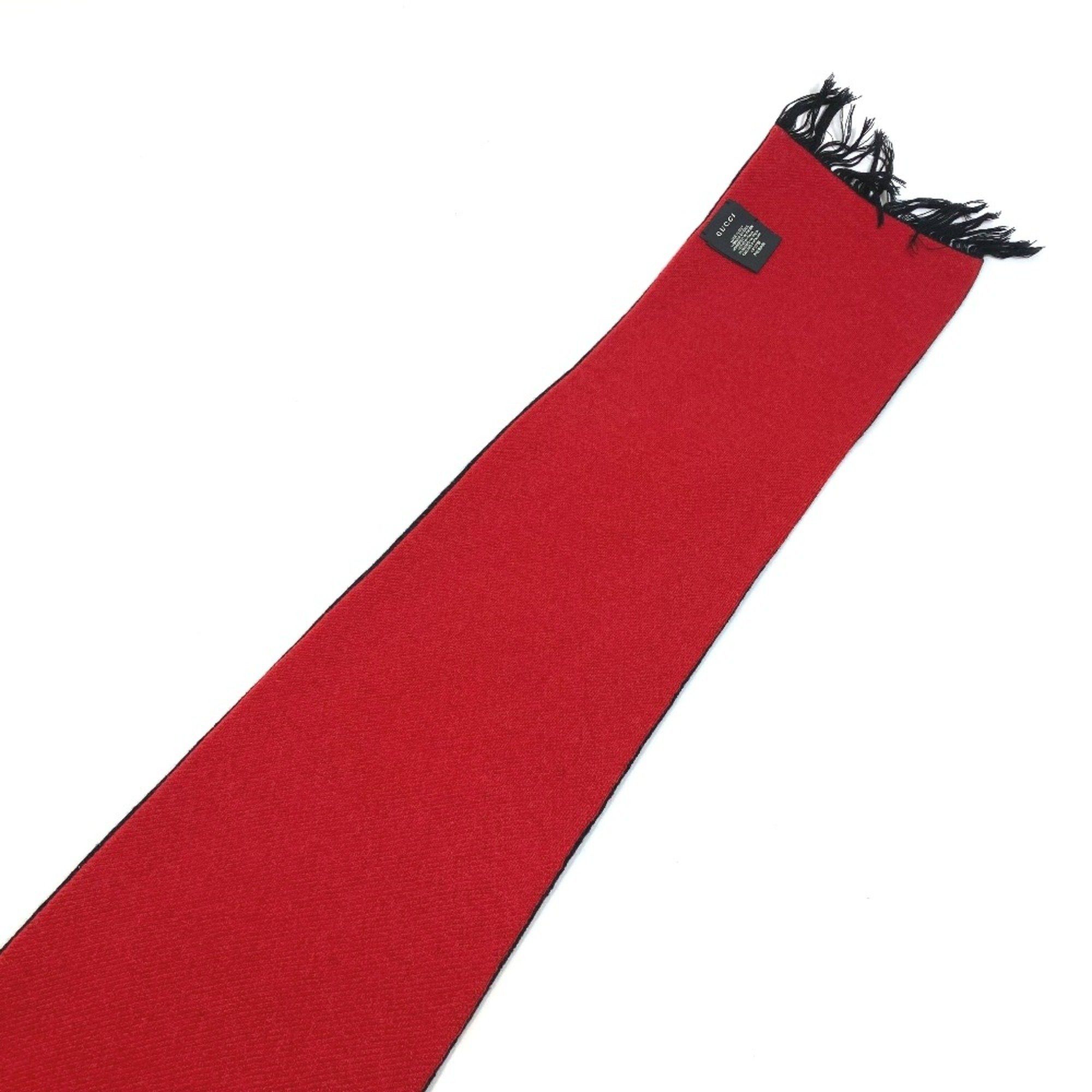 Gucci Gucci BE LOVED Logo fringe Scarf Black Red Size ONE SIZE - 11 Thumbnail