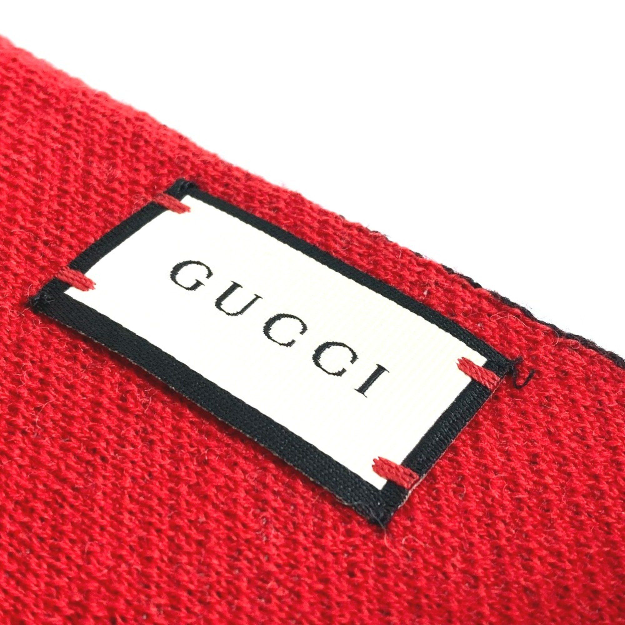 Gucci Gucci BE LOVED Logo fringe Scarf Black Red Size ONE SIZE - 5 Thumbnail