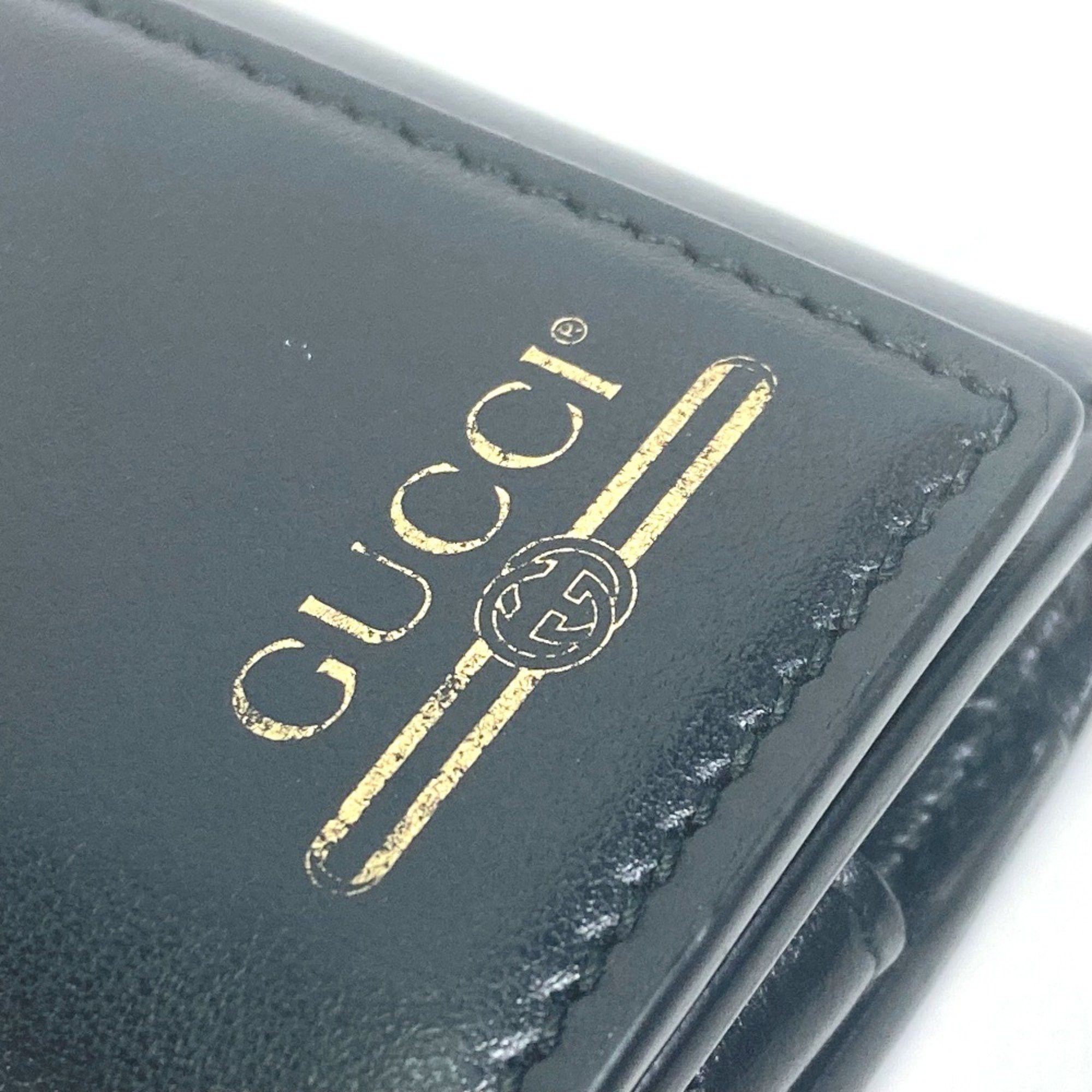 Gucci Gucci 547588 logo Key Case Black Gold Size ONE SIZE - 7 Thumbnail