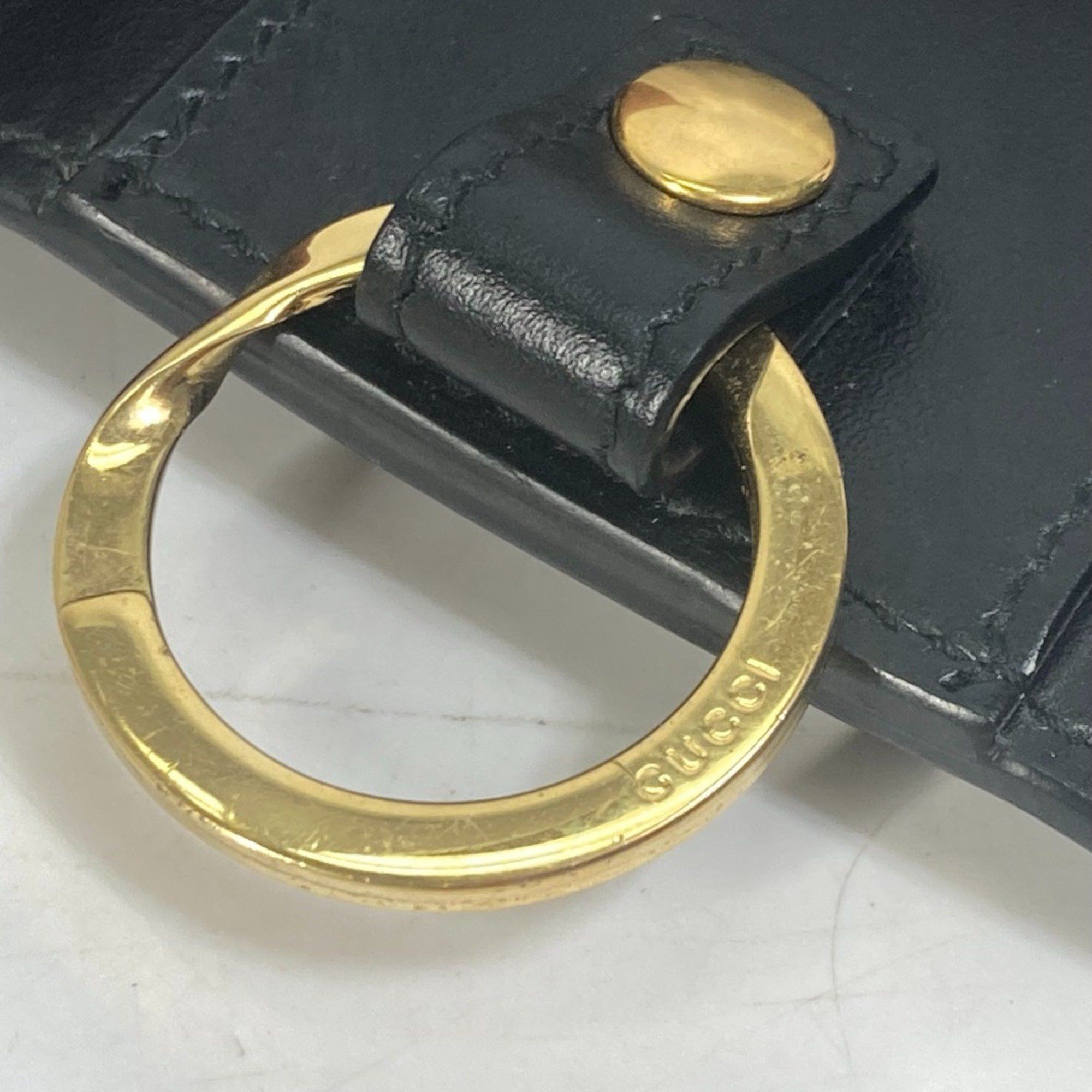 Gucci Gucci 547588 logo Key Case Black Gold Size ONE SIZE - 11 Thumbnail