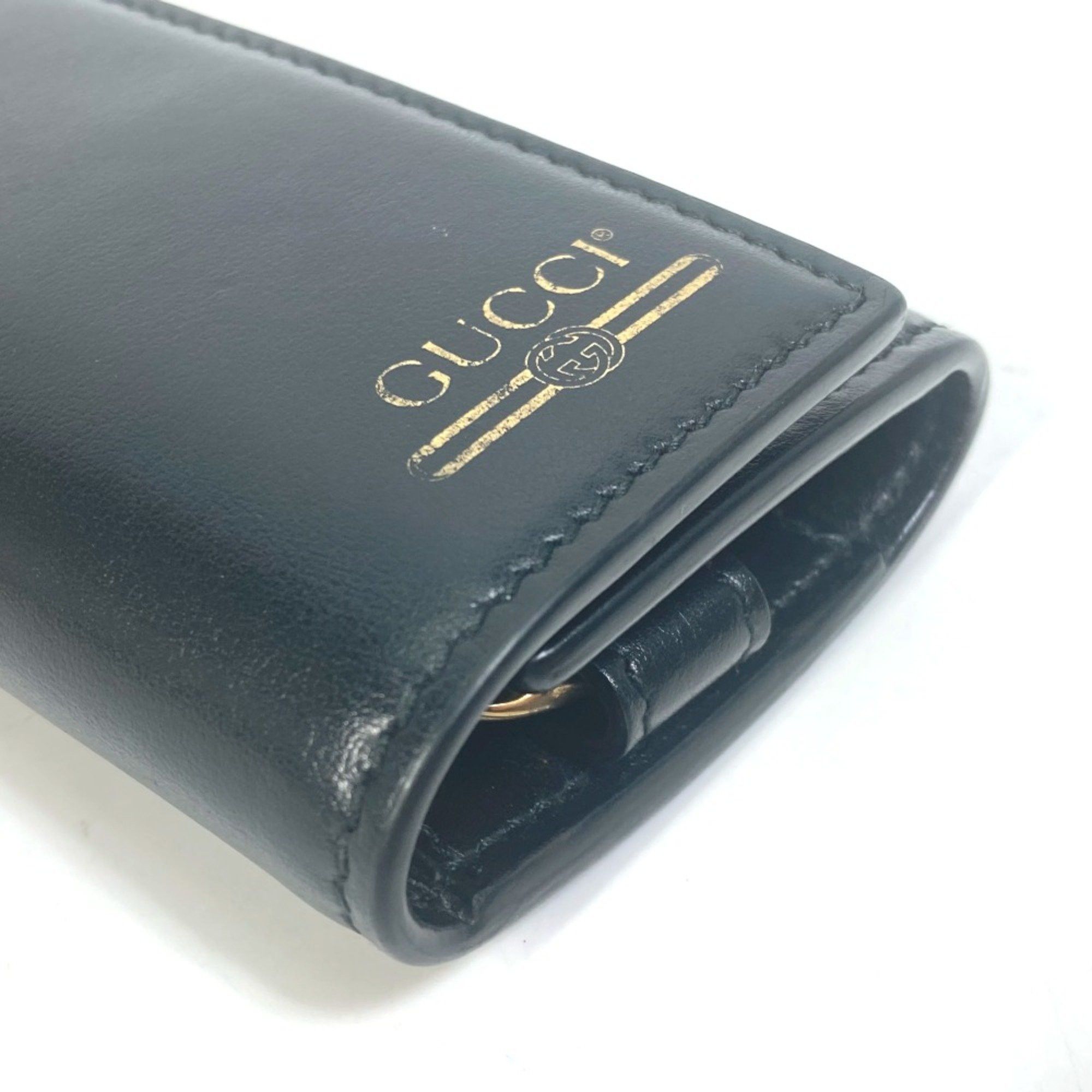 Gucci Gucci 547588 logo Key Case Black Gold Size ONE SIZE - 6 Thumbnail